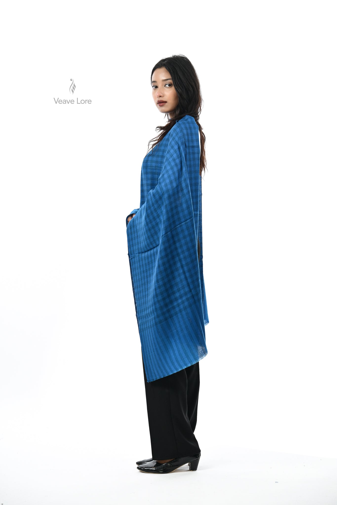 Damask Rose Check & Stripe Stole
