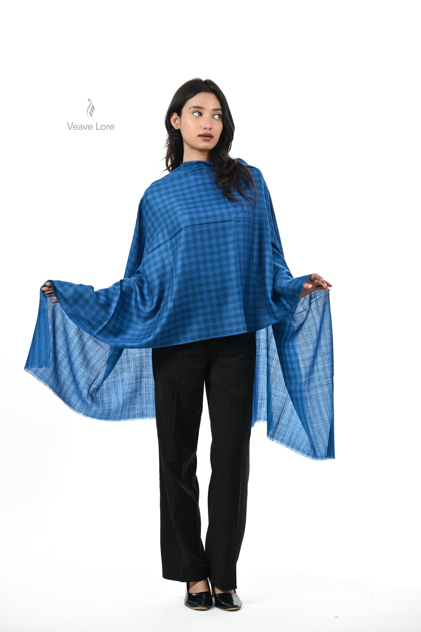 Damask Rose Check & Stripe Stole