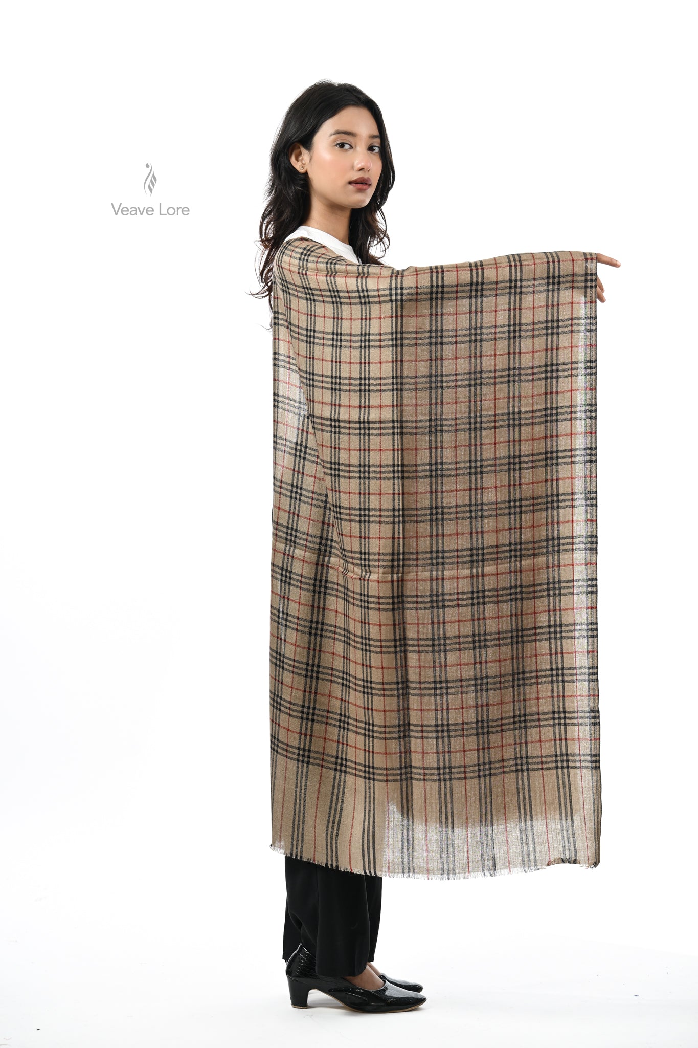 Khat-o-Naqsh Check & Stripe Stole