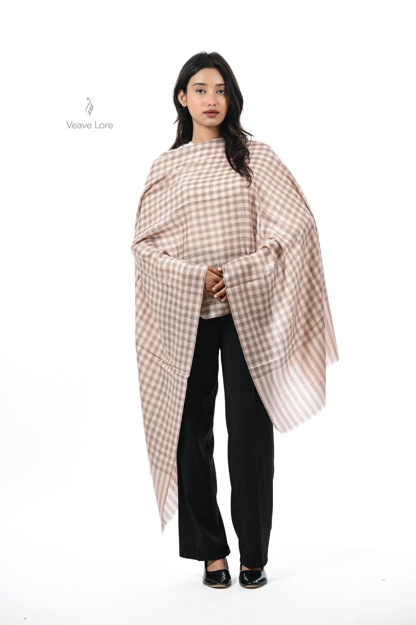 Damask Rose Check & Stripe Stole