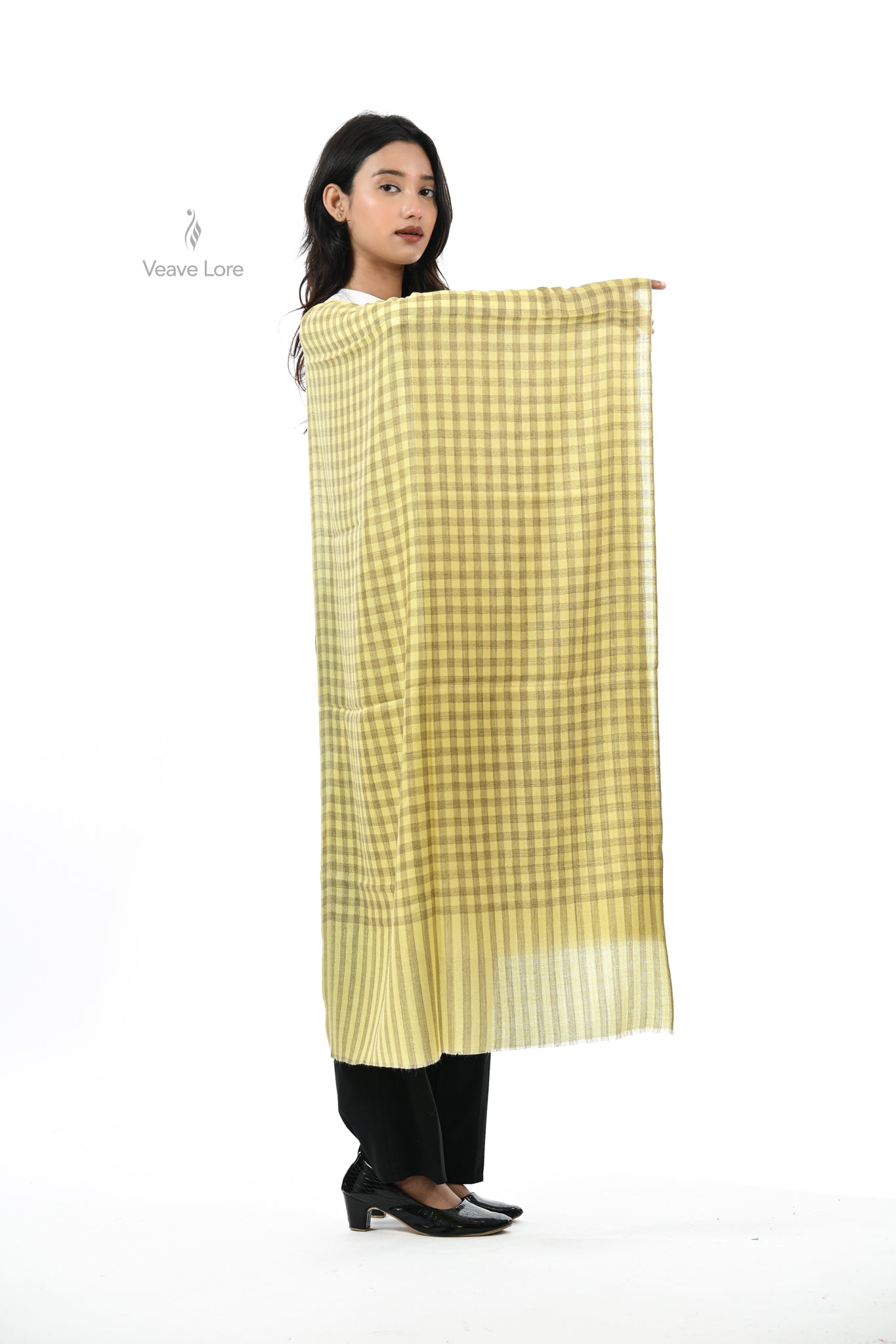 Damask Rose Check & Stripe Stole