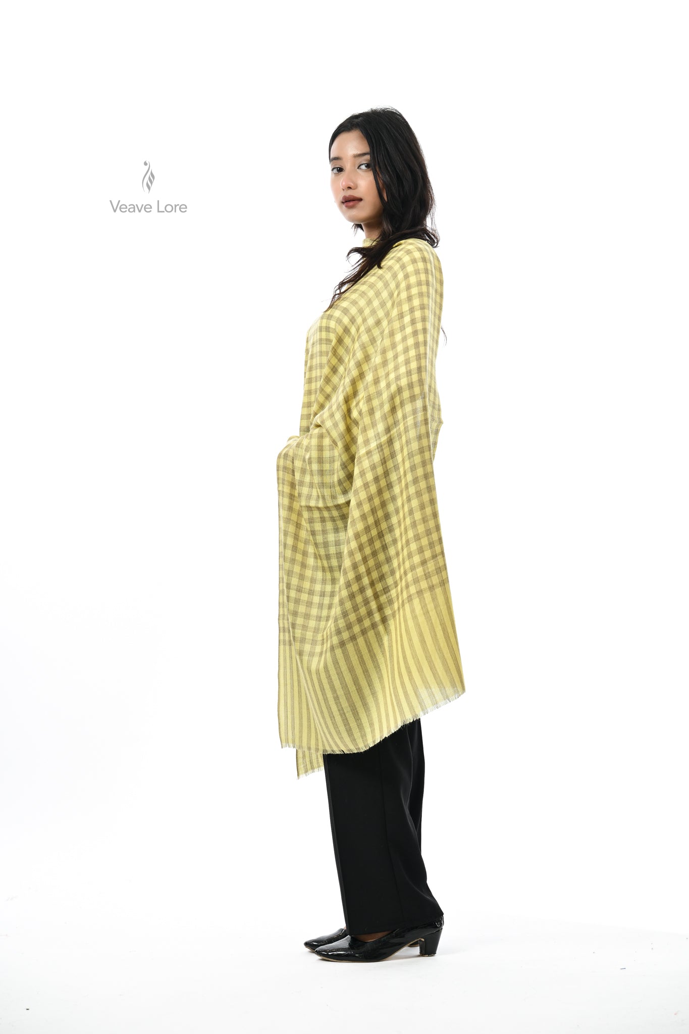 Damask Rose Check & Stripe Stole
