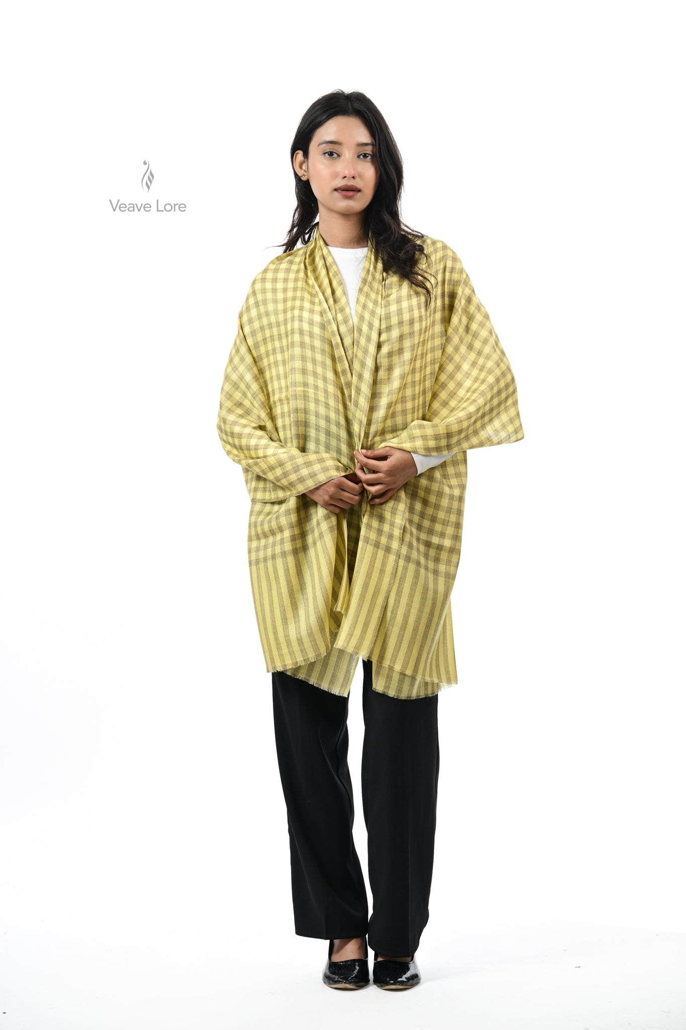 Damask Rose Check & Stripe Stole