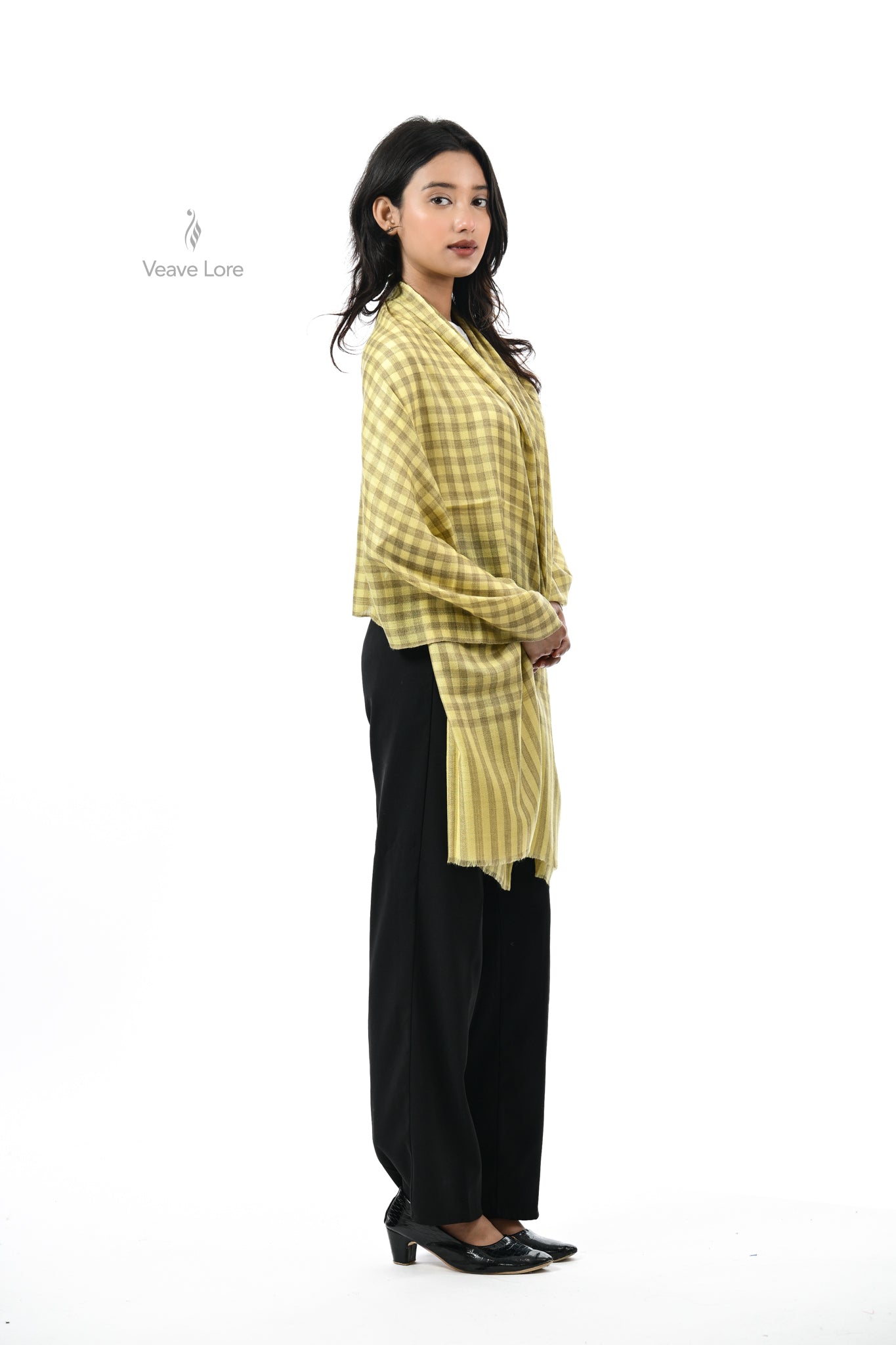 Damask Rose Check & Stripe Stole