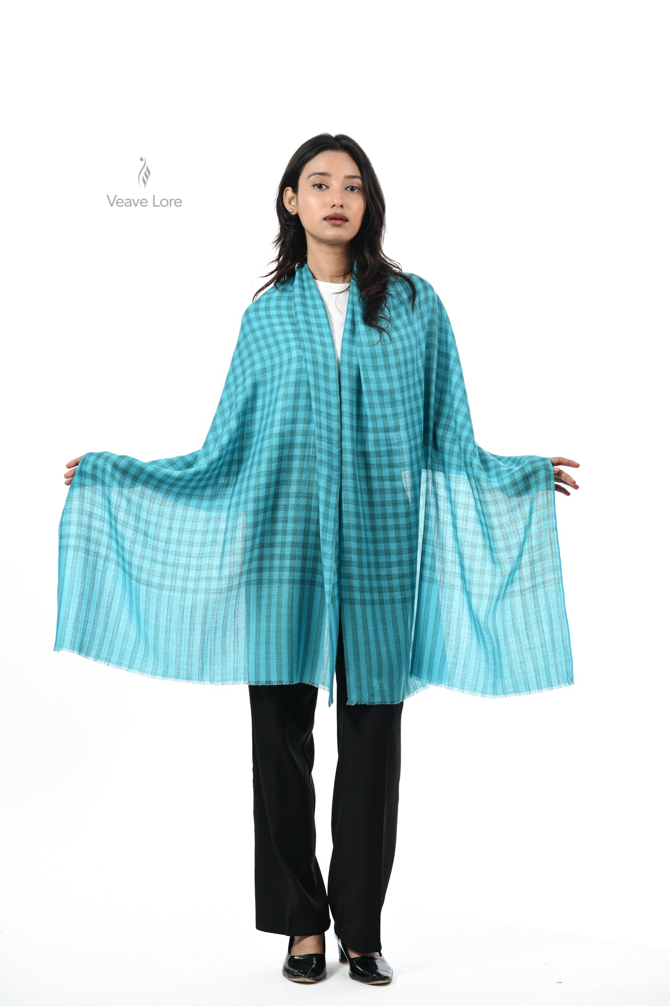 Damask Rose Check & Stripe Stole