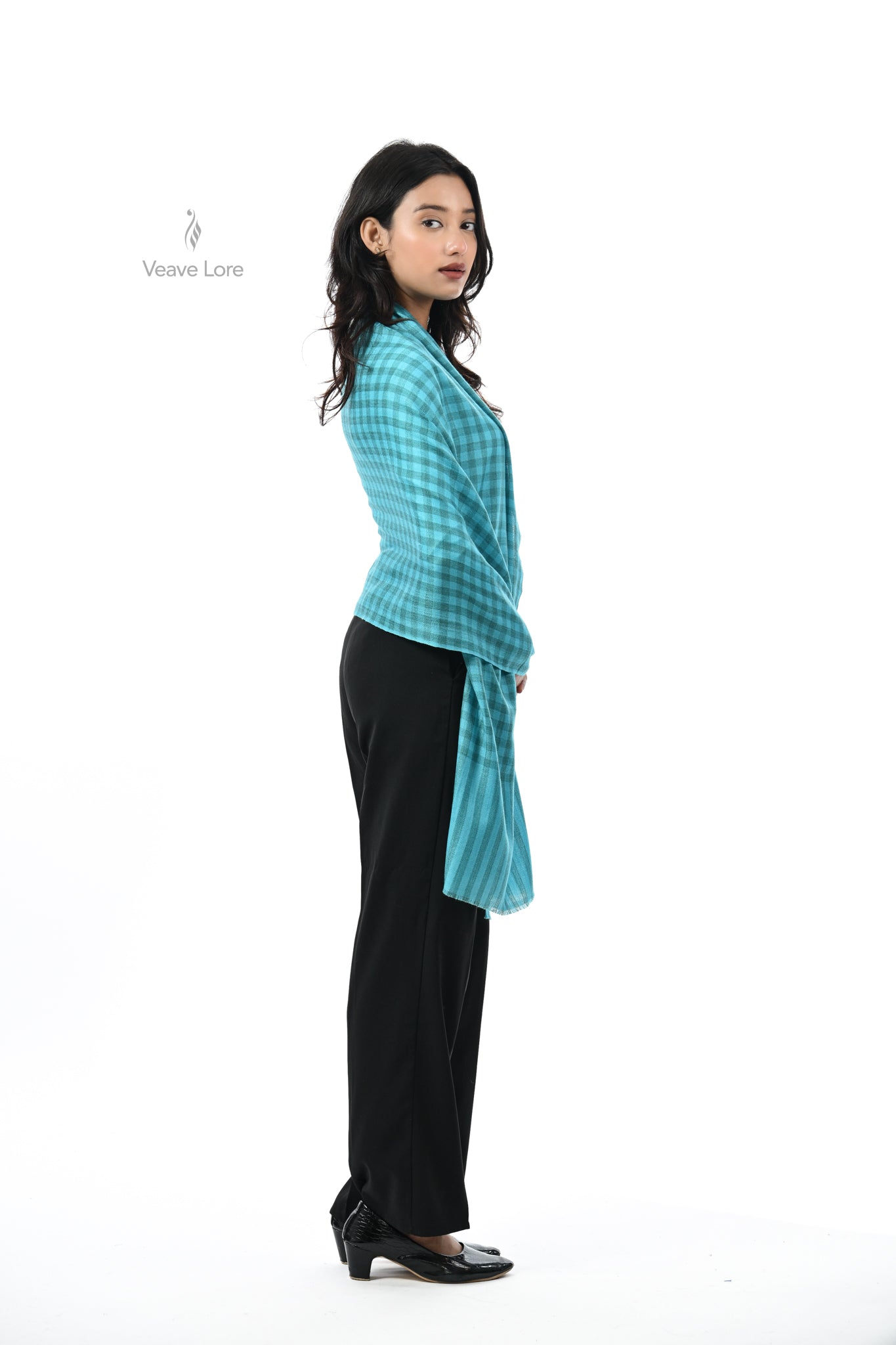 Damask Rose Check & Stripe Stole