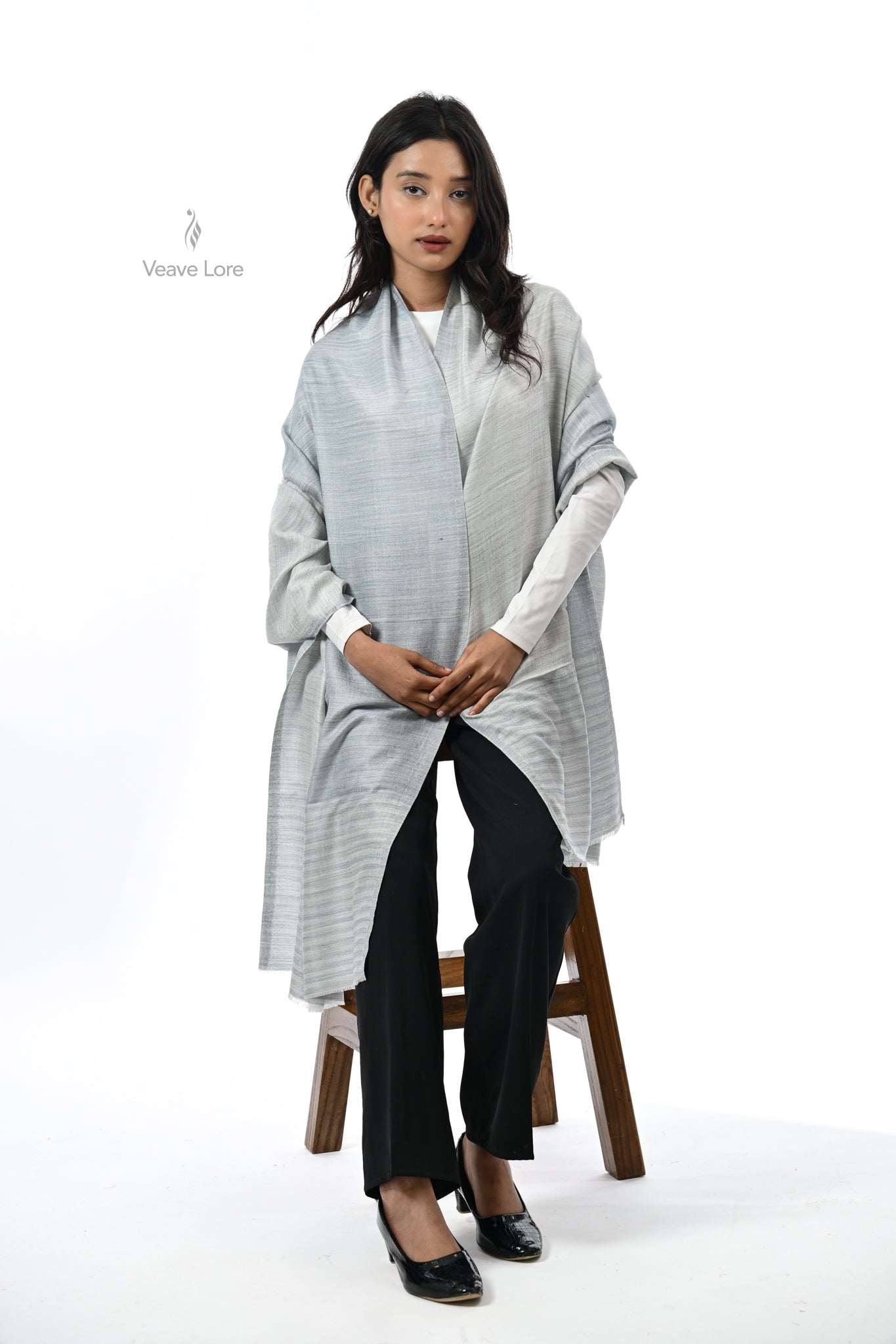 Tonal Texture Fine Wool Stole