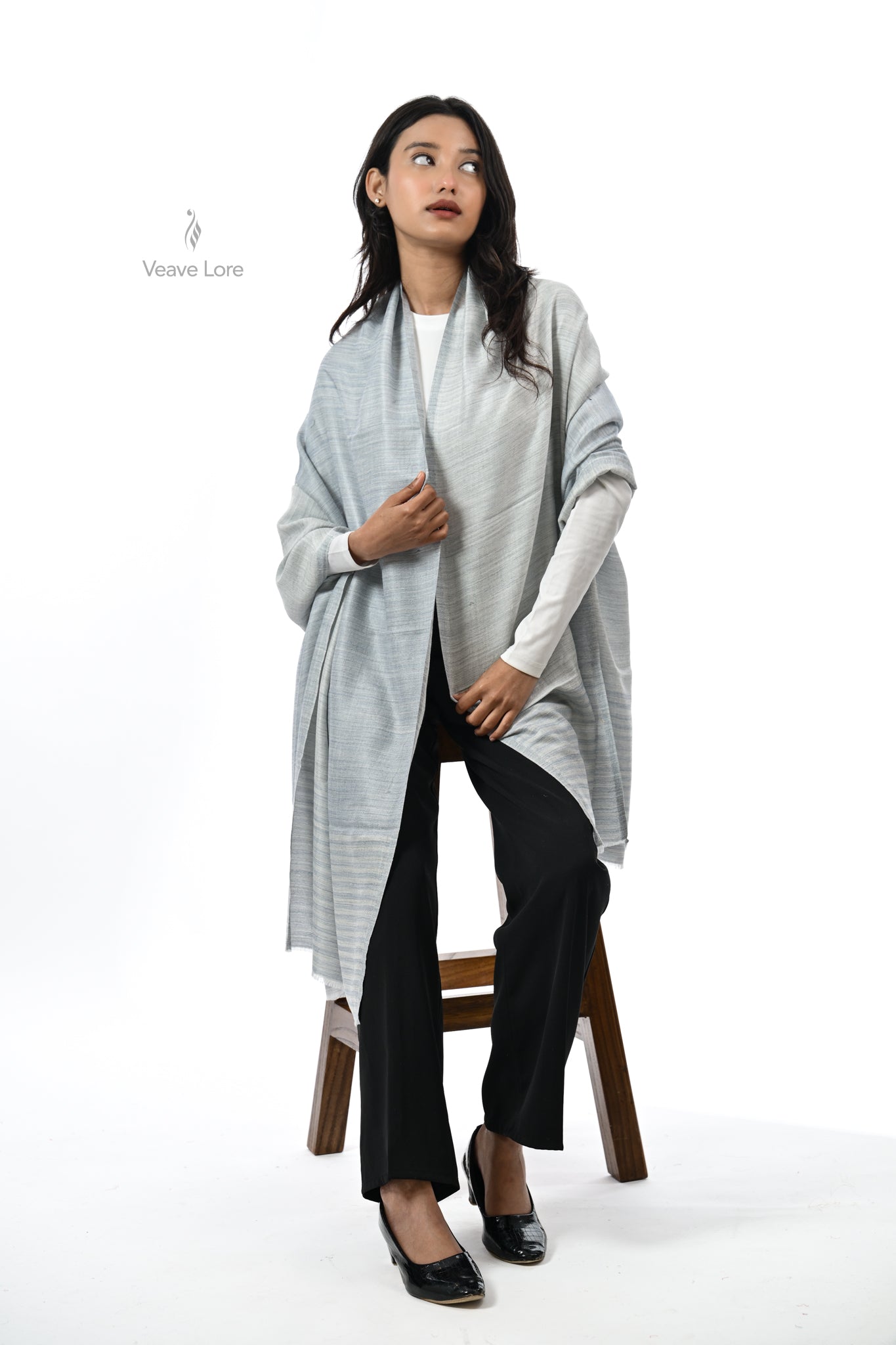 Tonal Texture Fine Wool Stole