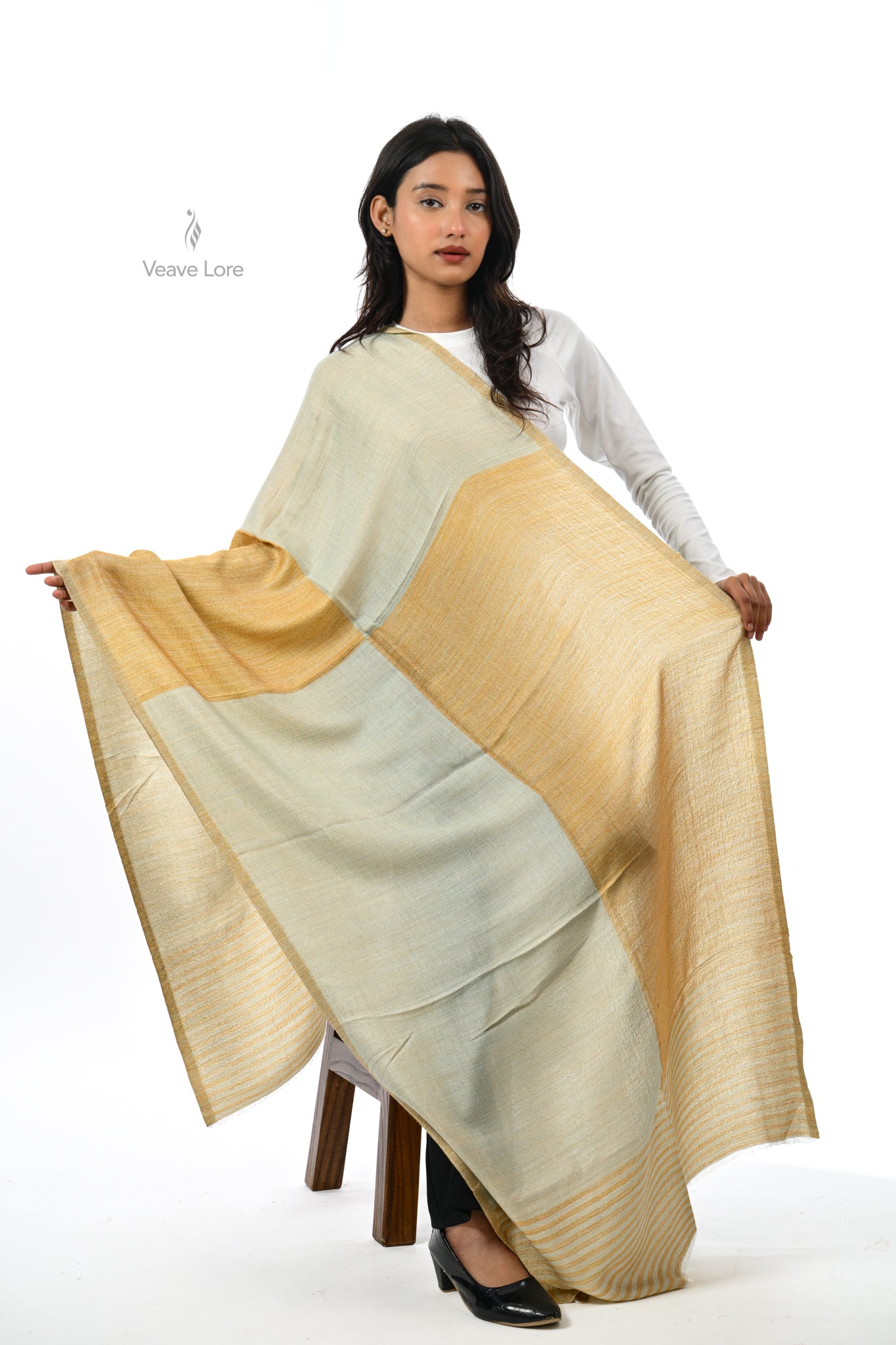 Tonal Texture Fine Wool Stole