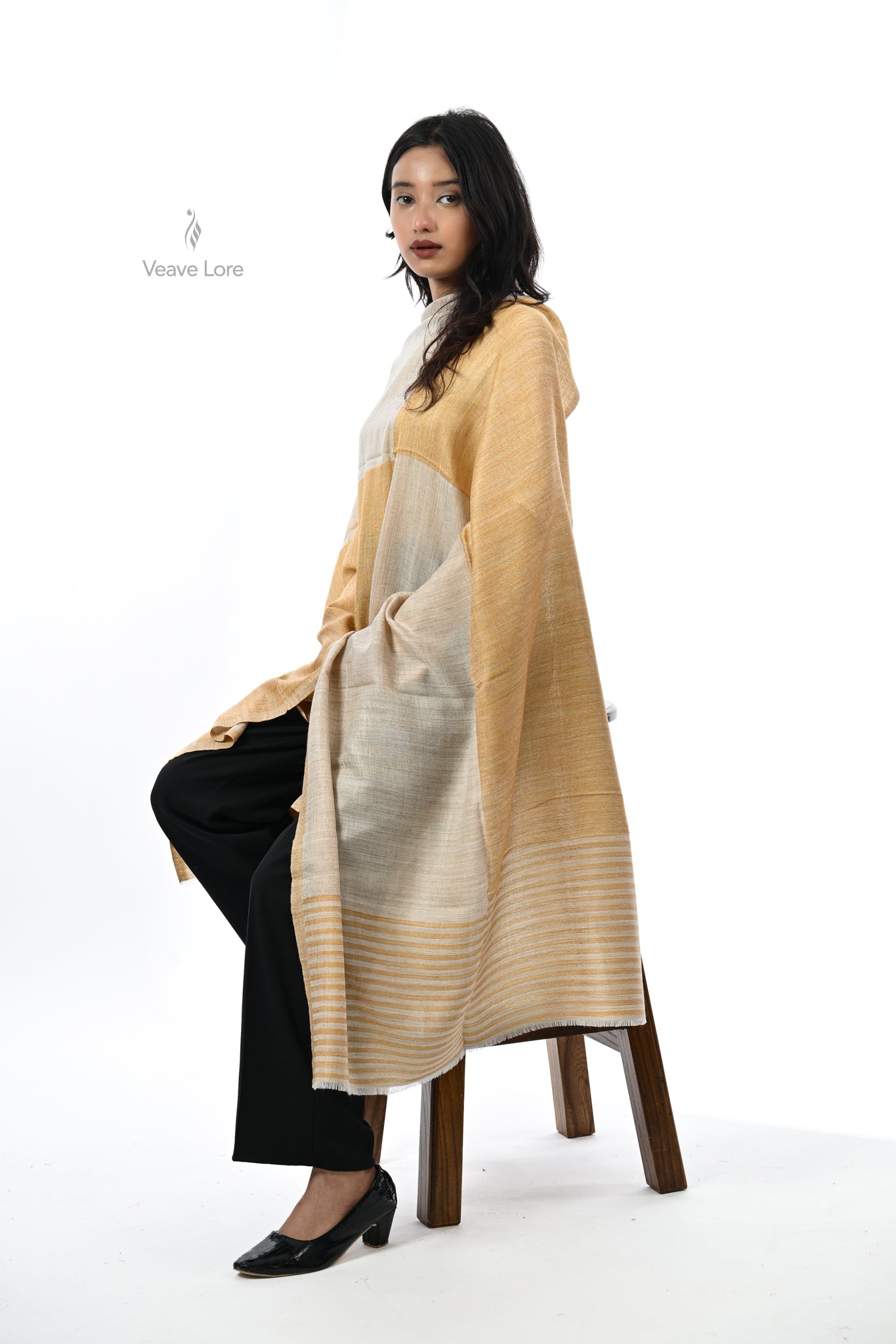 Tonal Texture Fine Wool Stole