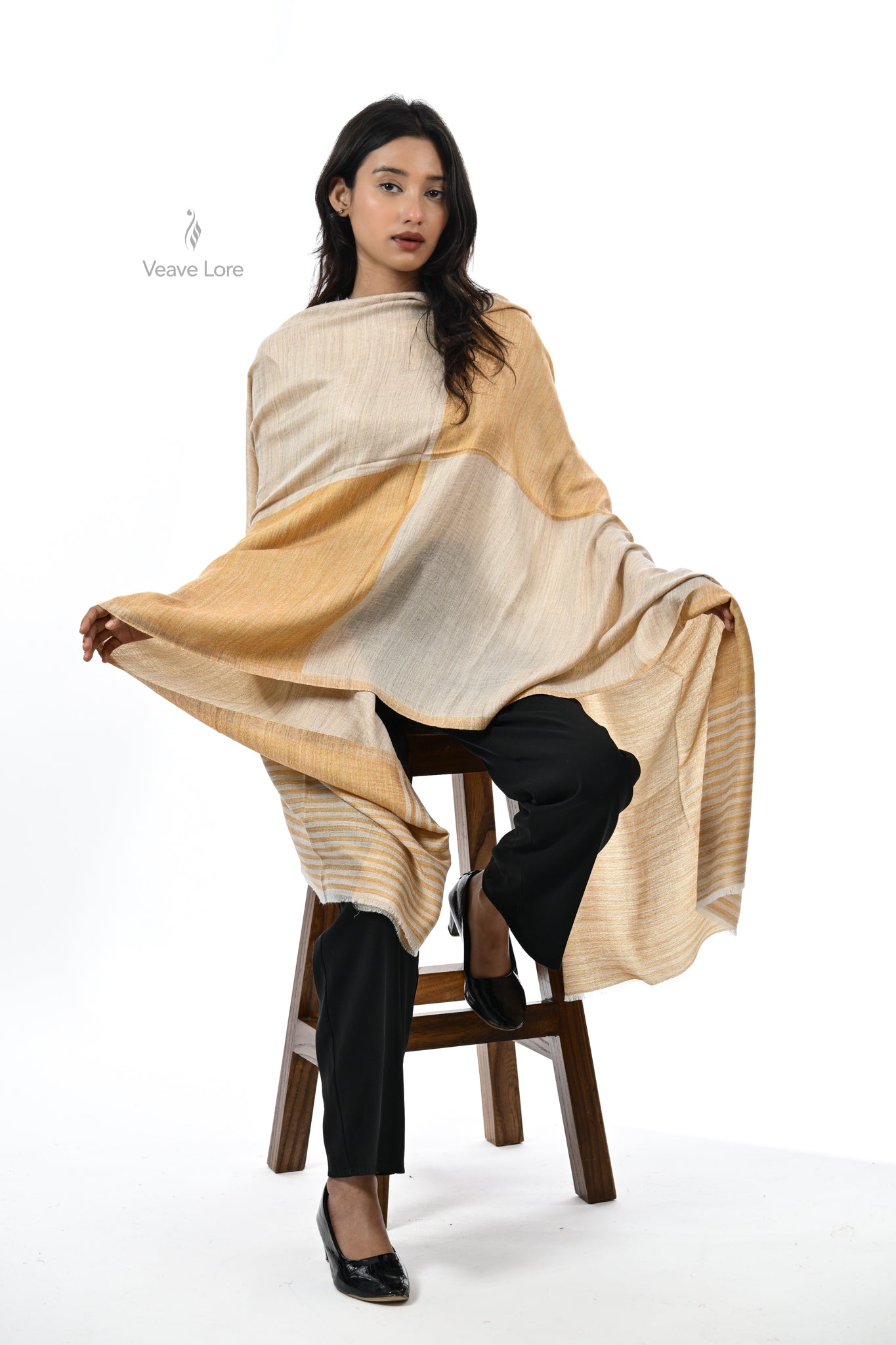 Tonal Texture Fine Wool Stole