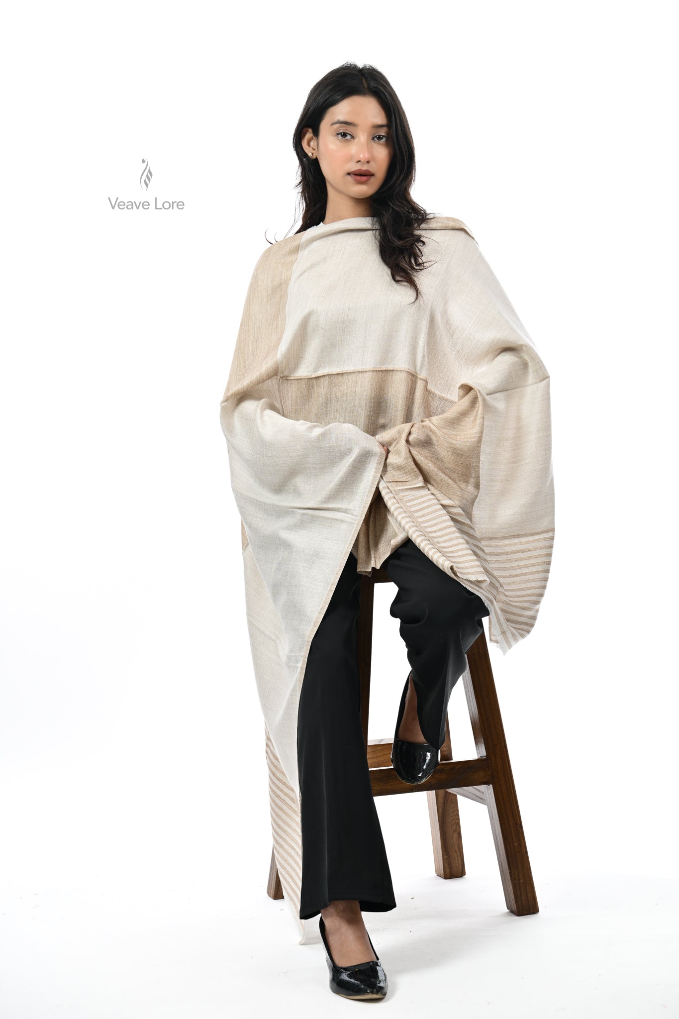 Tonal Texture Fine Wool Stole