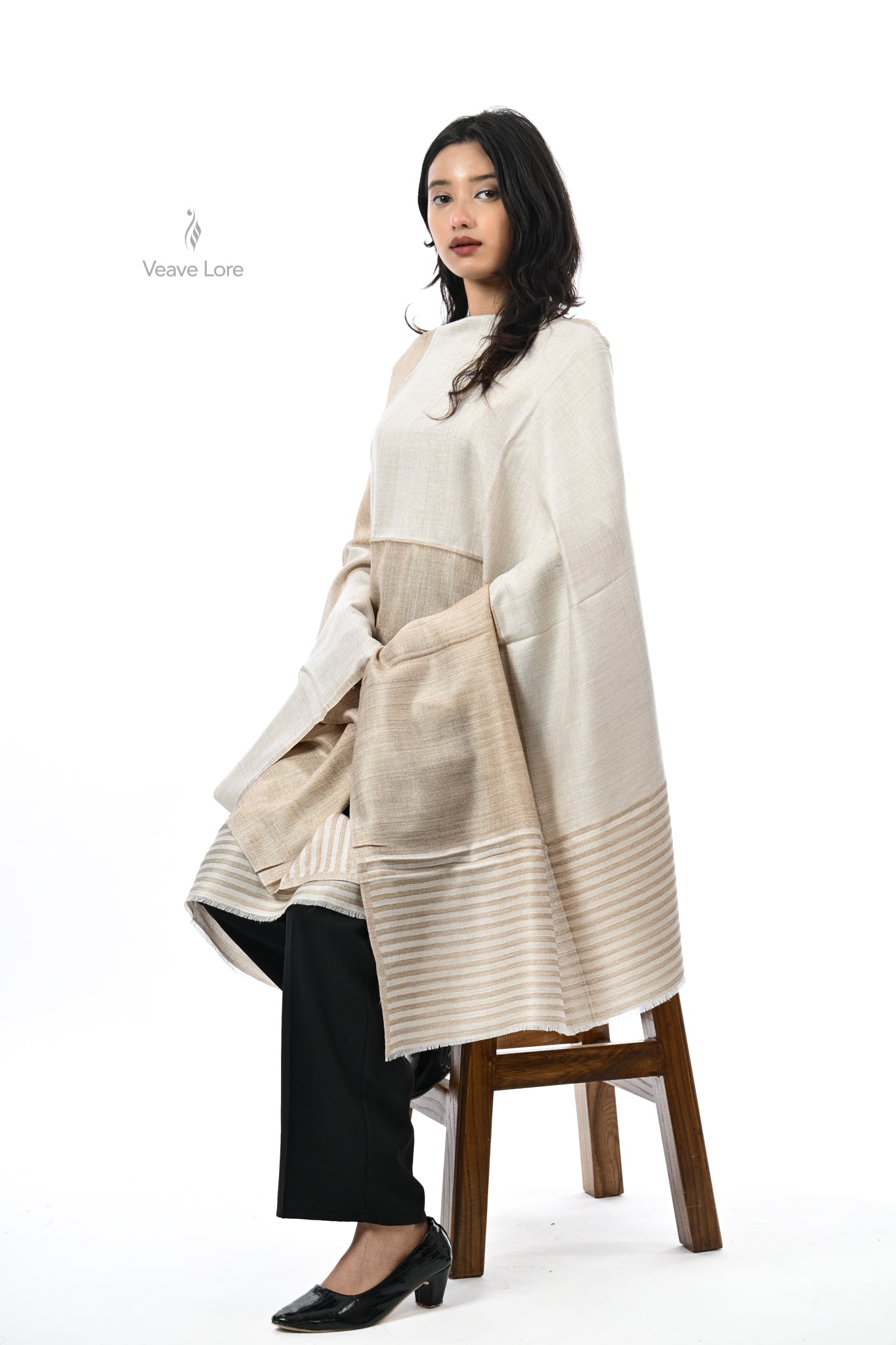 Tonal Texture Fine Wool Stole