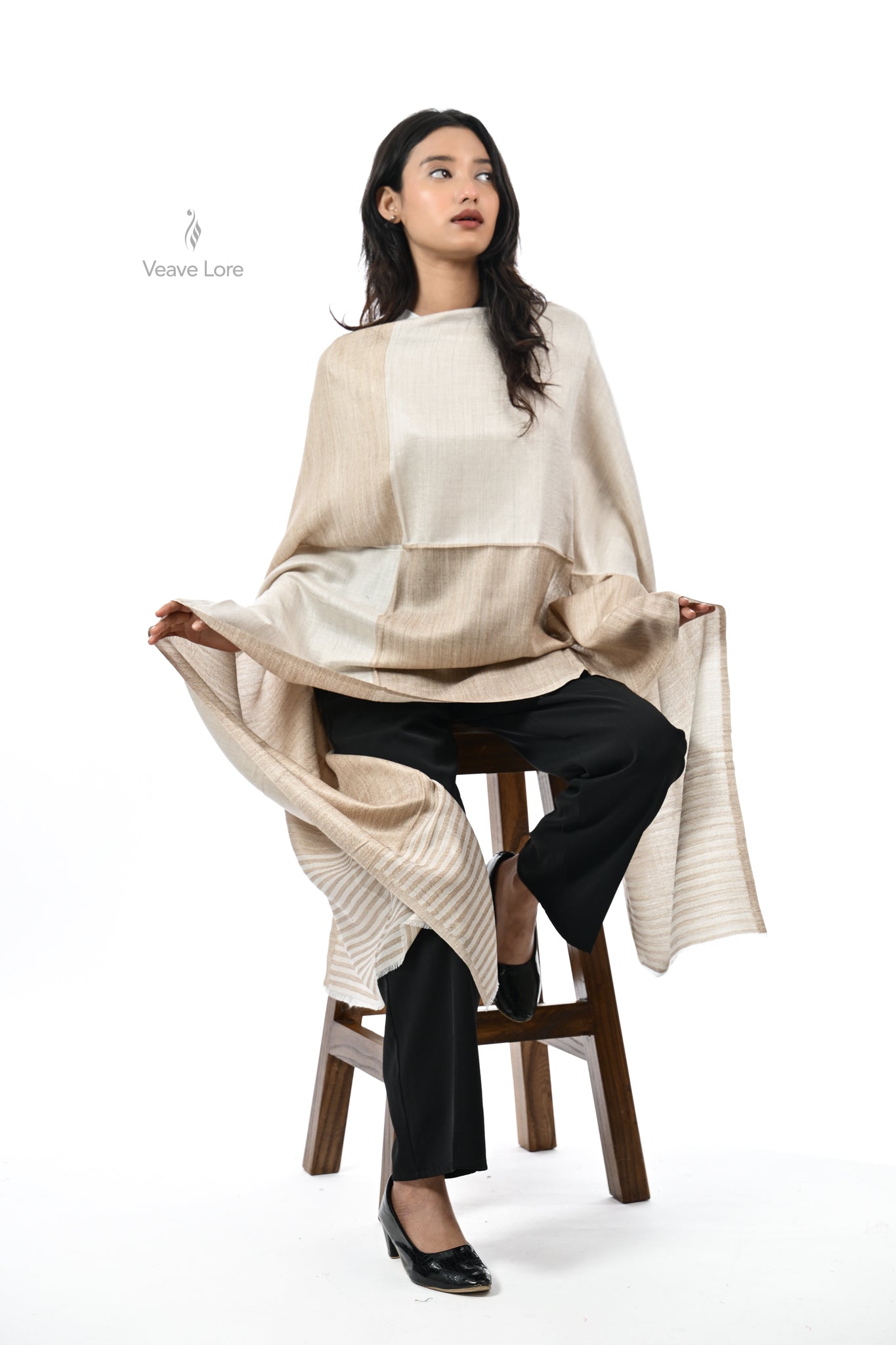 Tonal Texture Fine Wool Stole