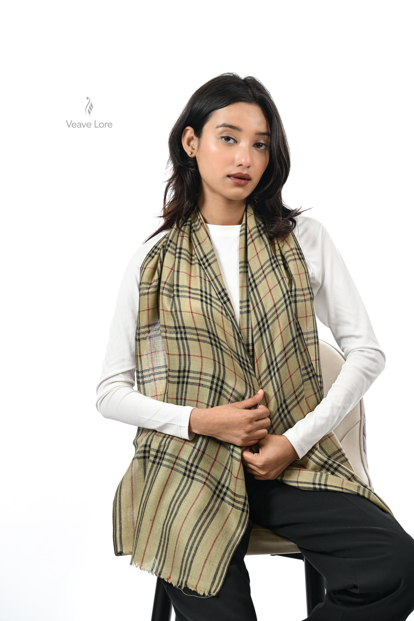 Noor Check Fine Wool Muffler