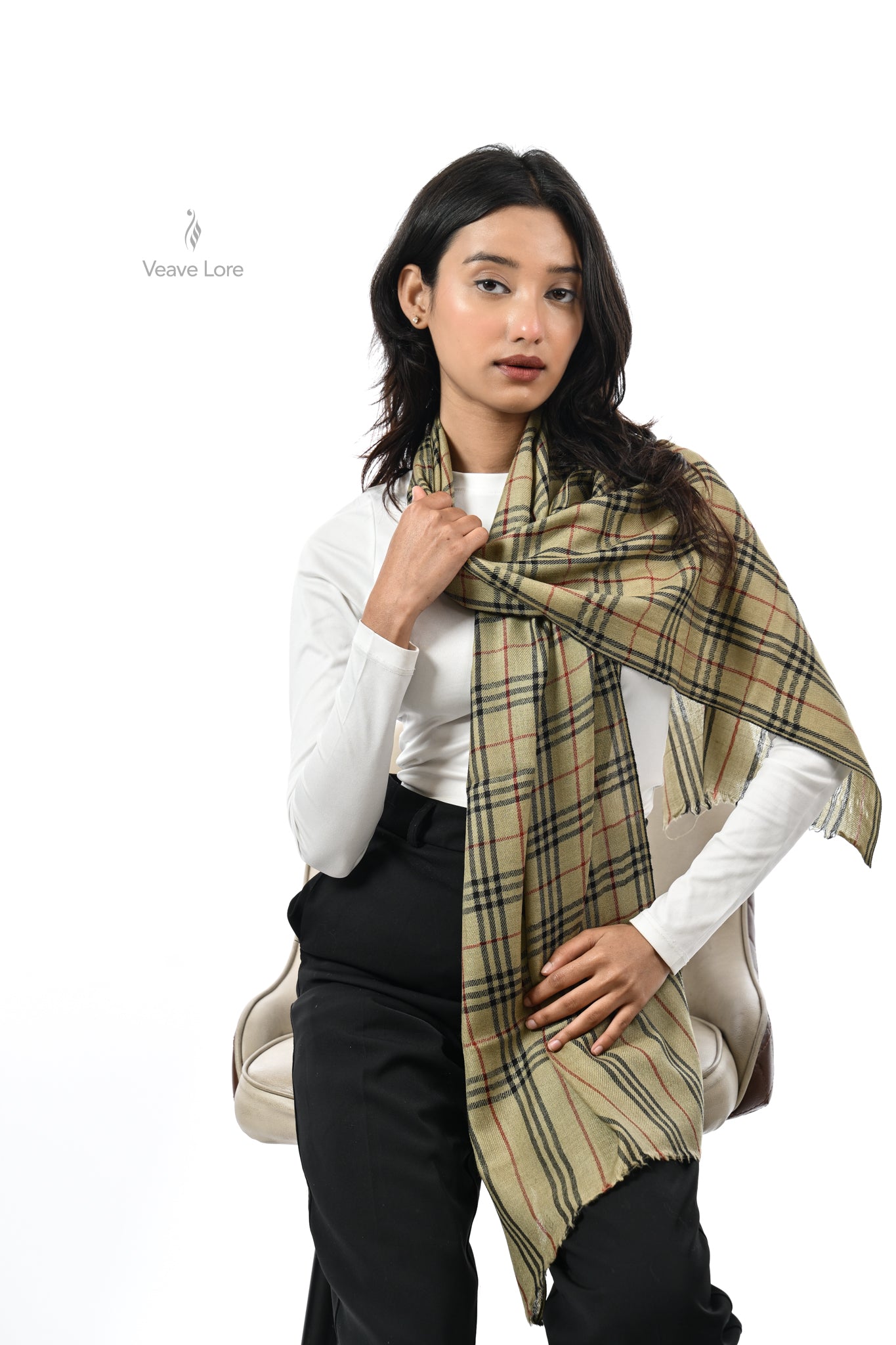 Noor Check Fine Wool Muffler