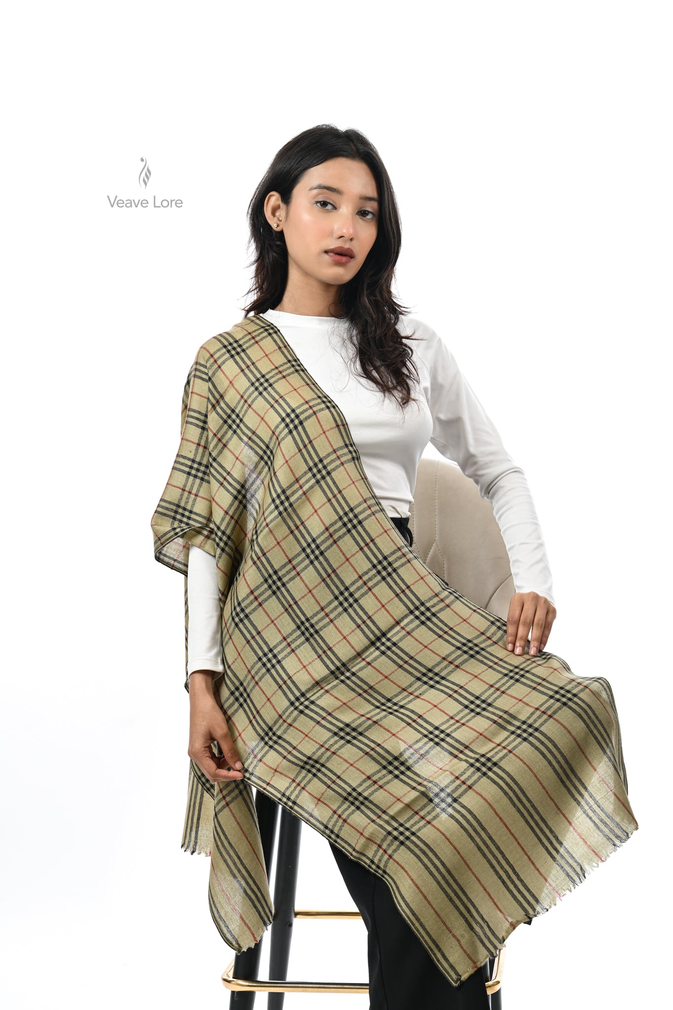 Noor Check Fine Wool Muffler