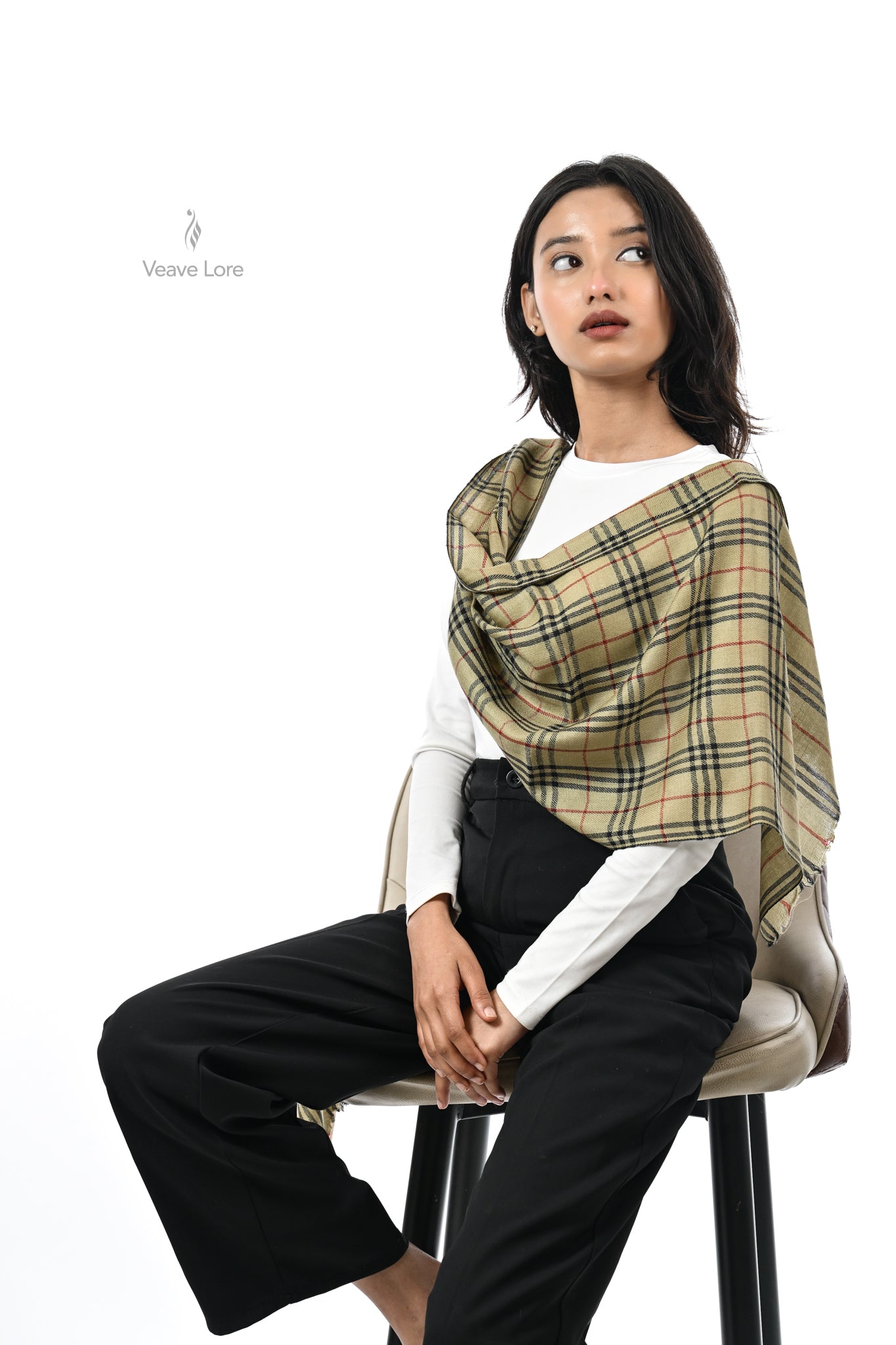 Noor Check Fine Wool Muffler