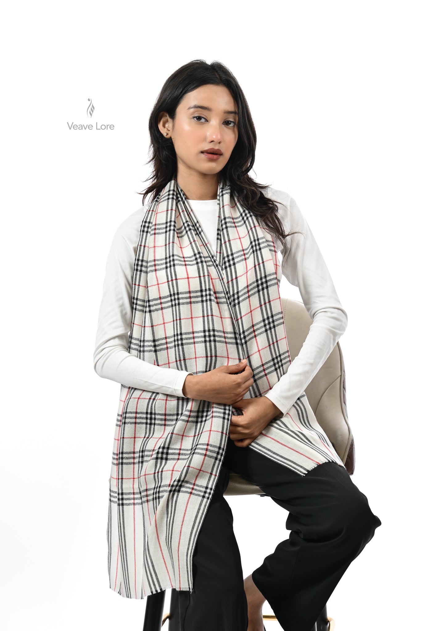 Safina Check Fine Wool Muffler