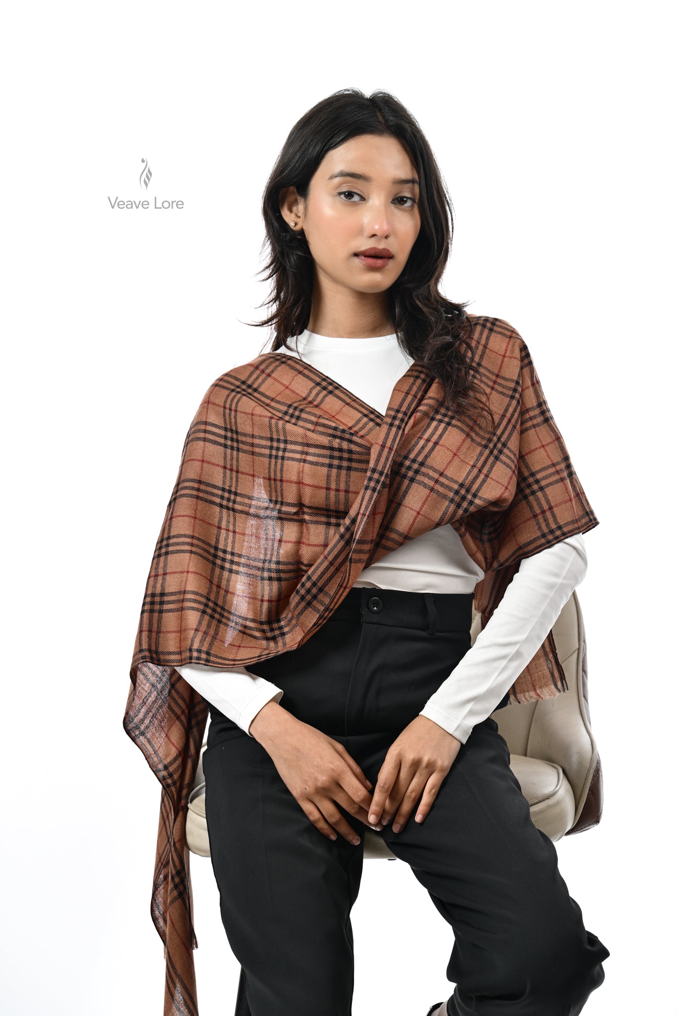 Rangoon Check Fine Wool Muffler