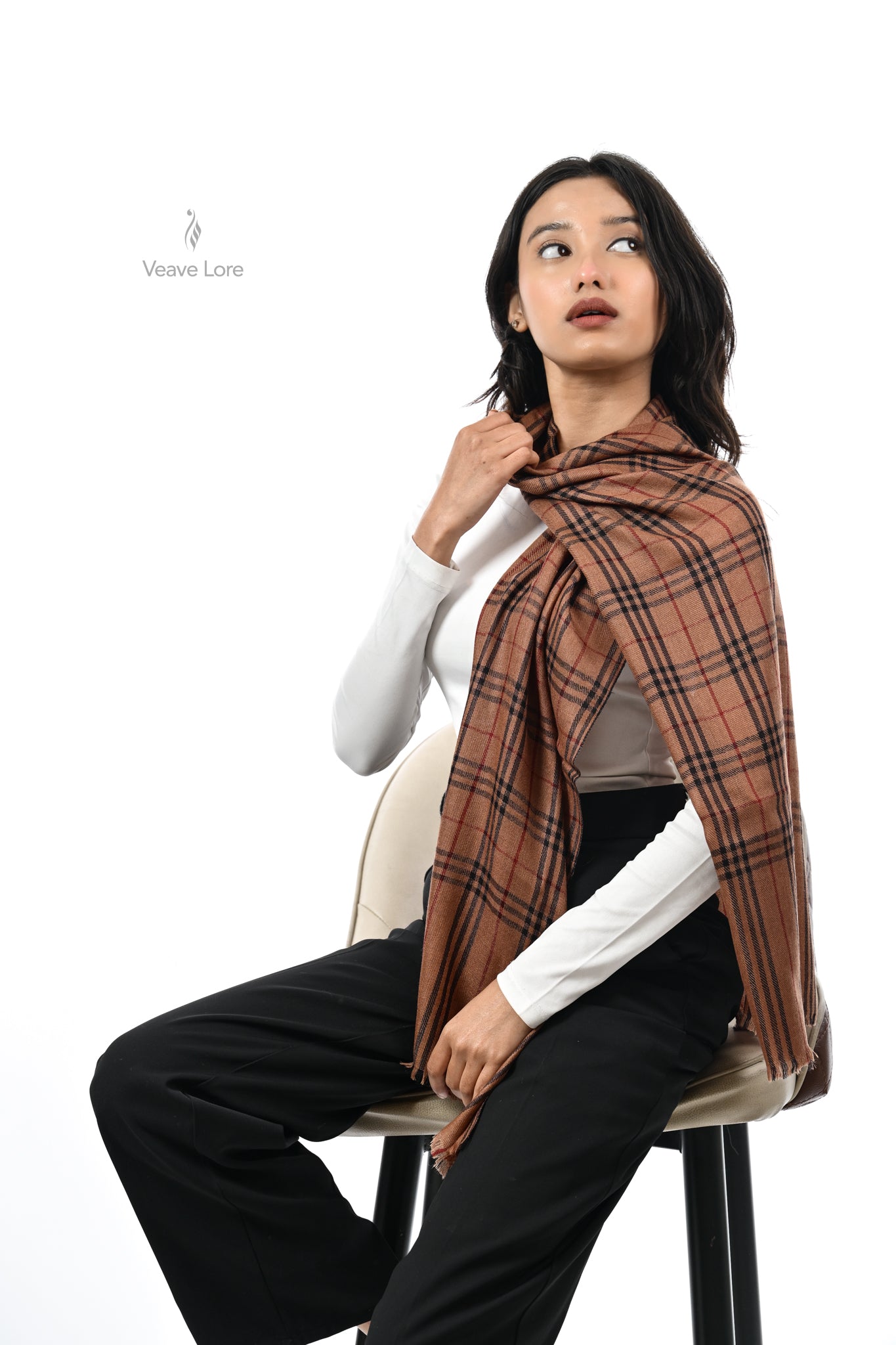 Rangoon Check Fine Wool Muffler