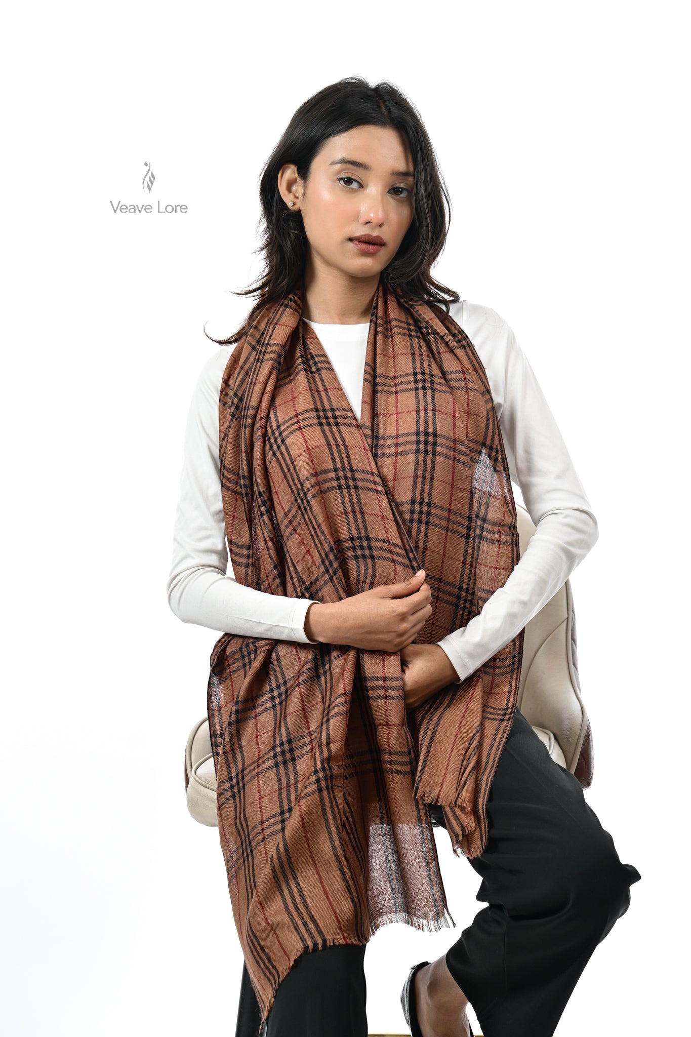 Rangoon Check Fine Wool Muffler