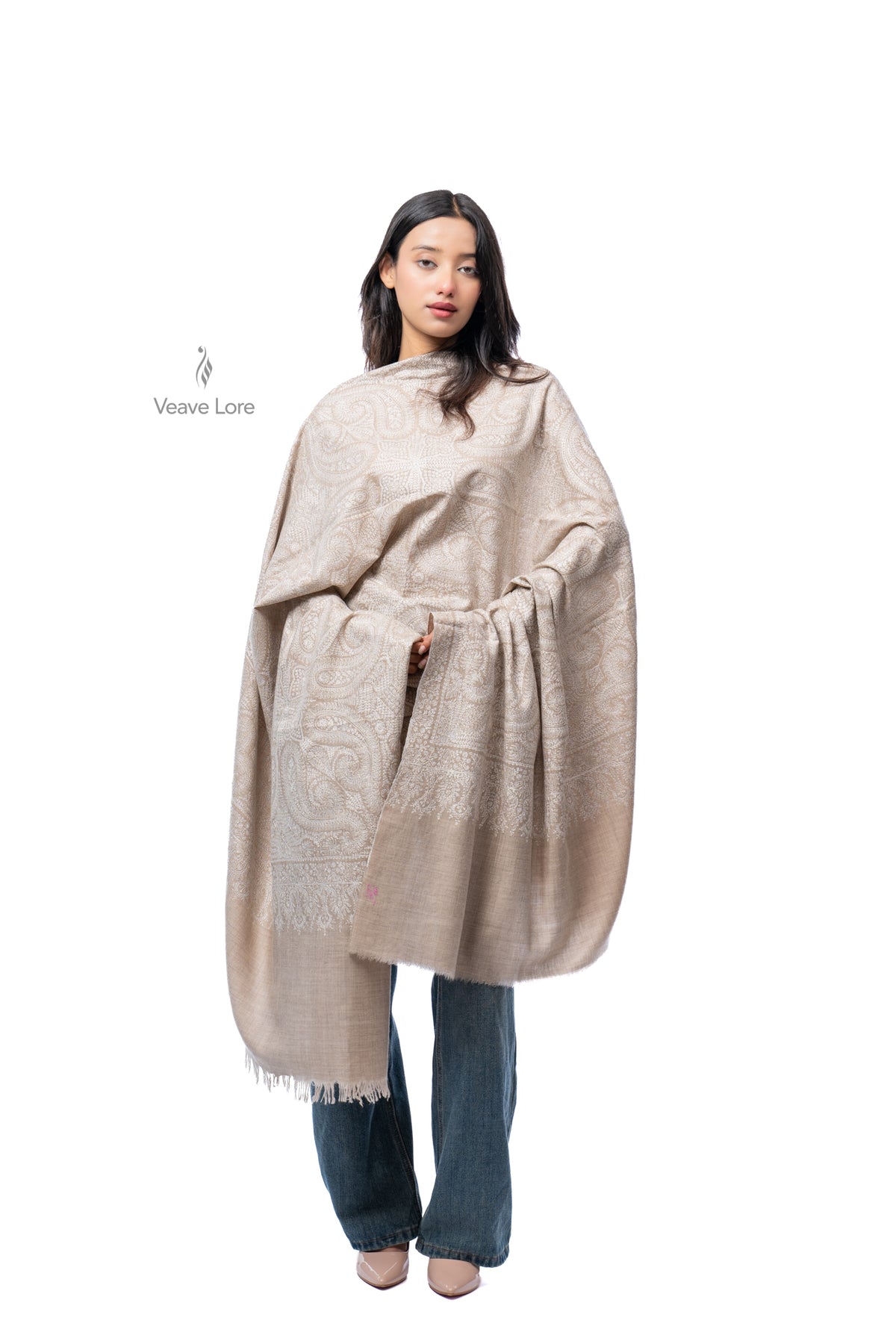 Bisque Tracery Pashmina Shawl