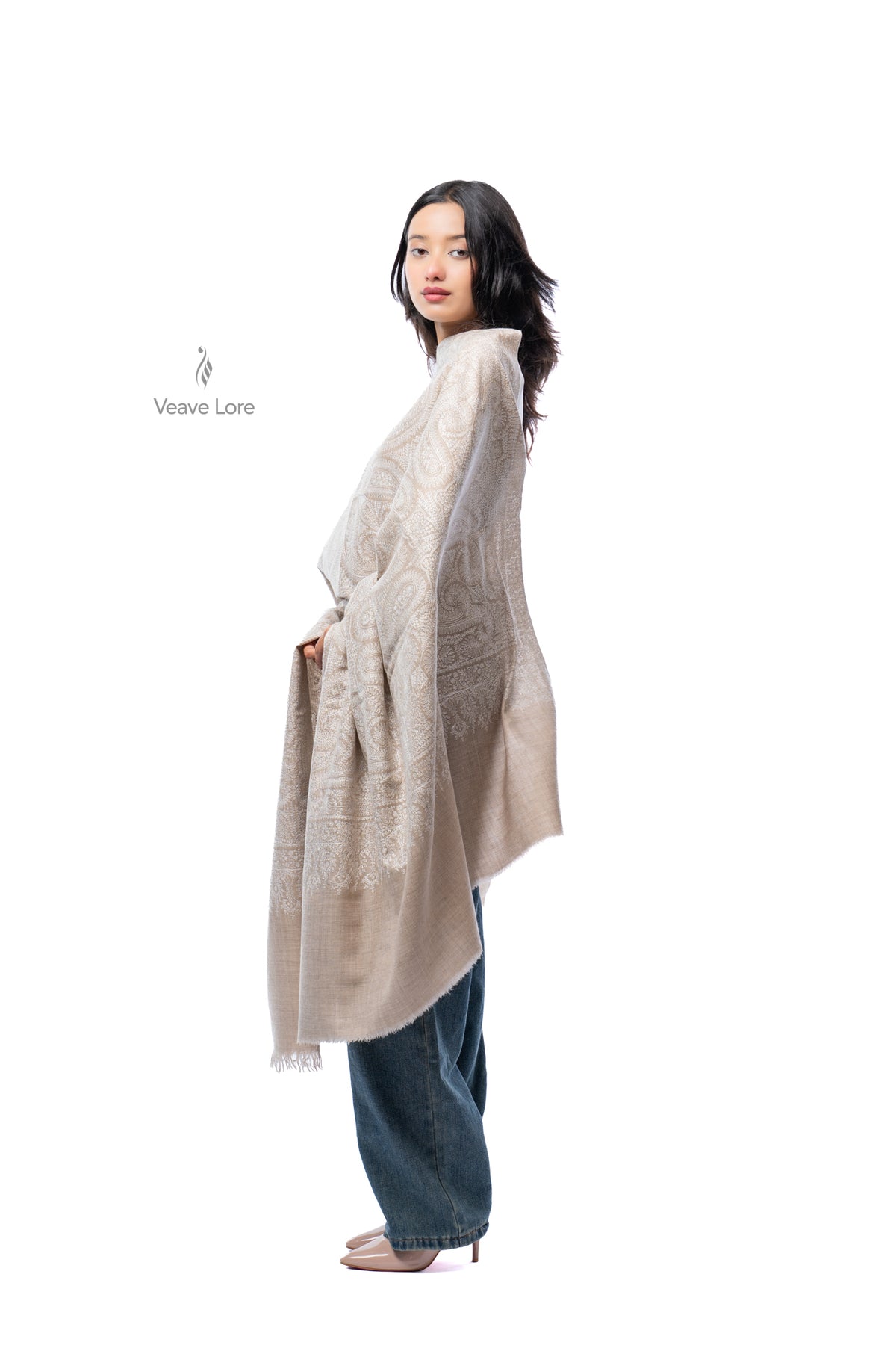 Bisque Tracery Pashmina Shawl
