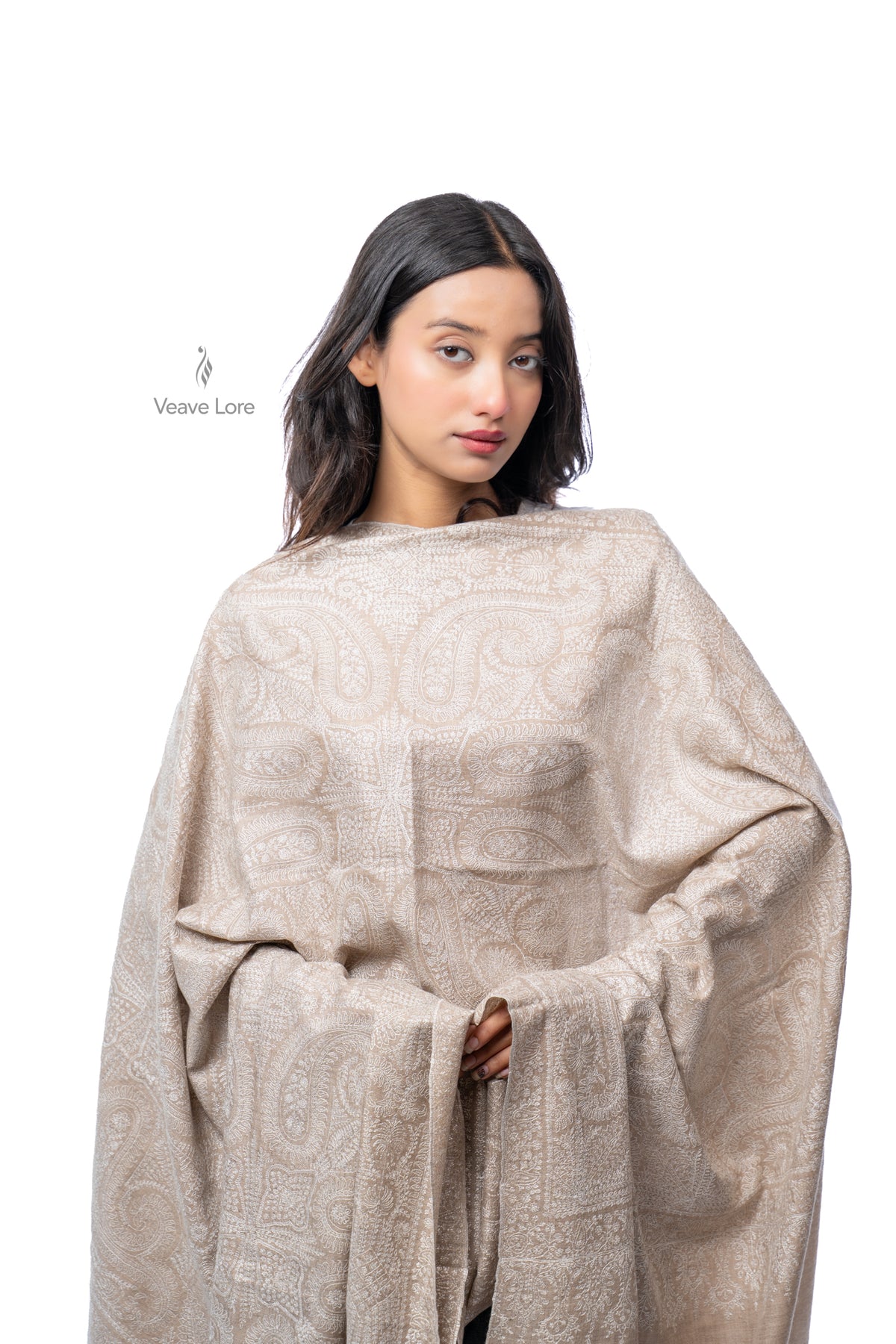 Bisque Tracery Pashmina Shawl