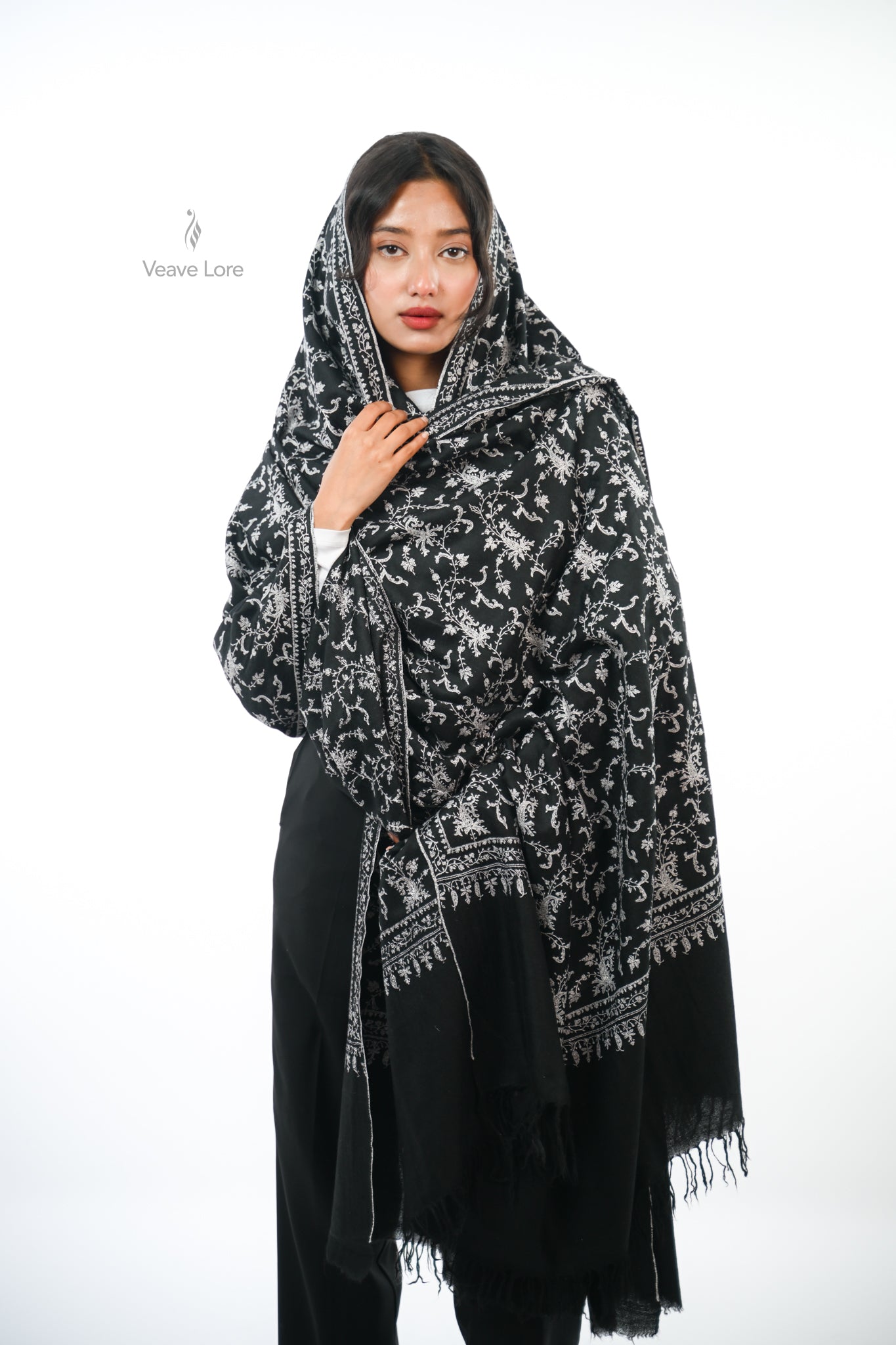 Kahkashan Midnight Oversized Pashmina Shawl
