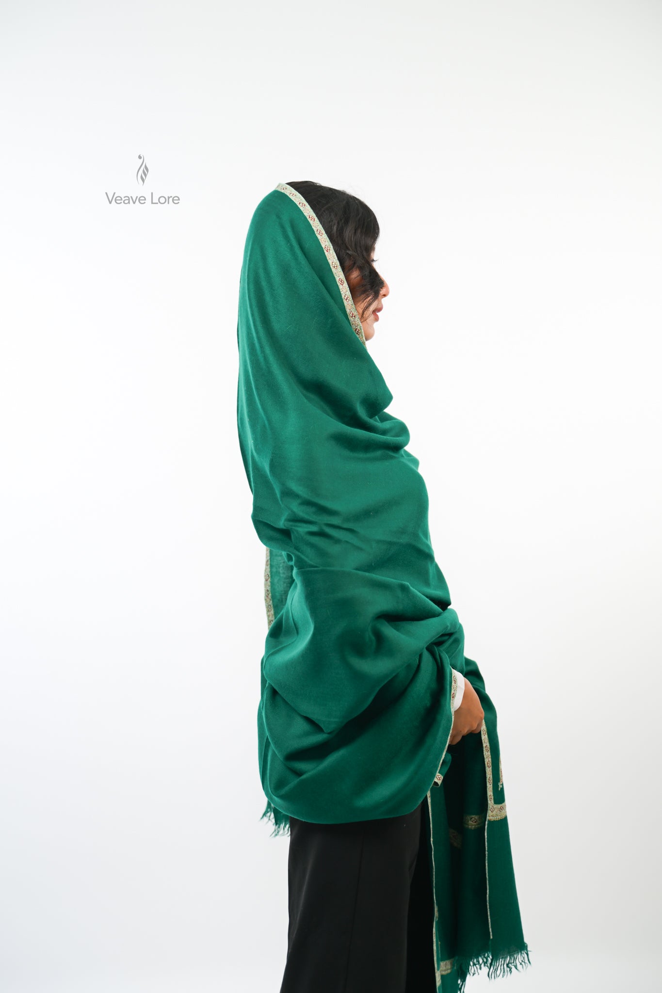 Zumurrud Pine Oversized Pashmina Shawl