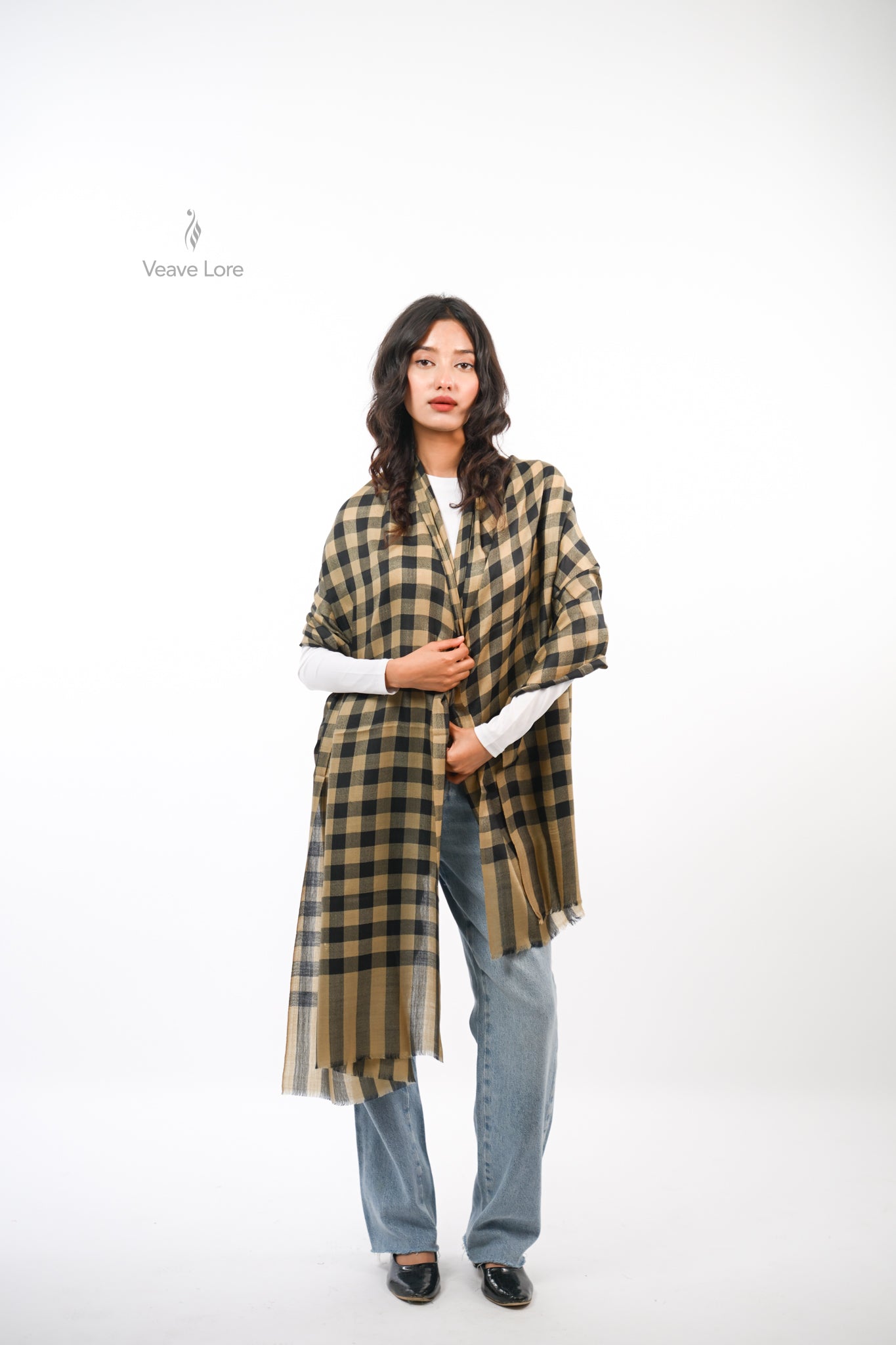 The Woven Check and Stripe Stole