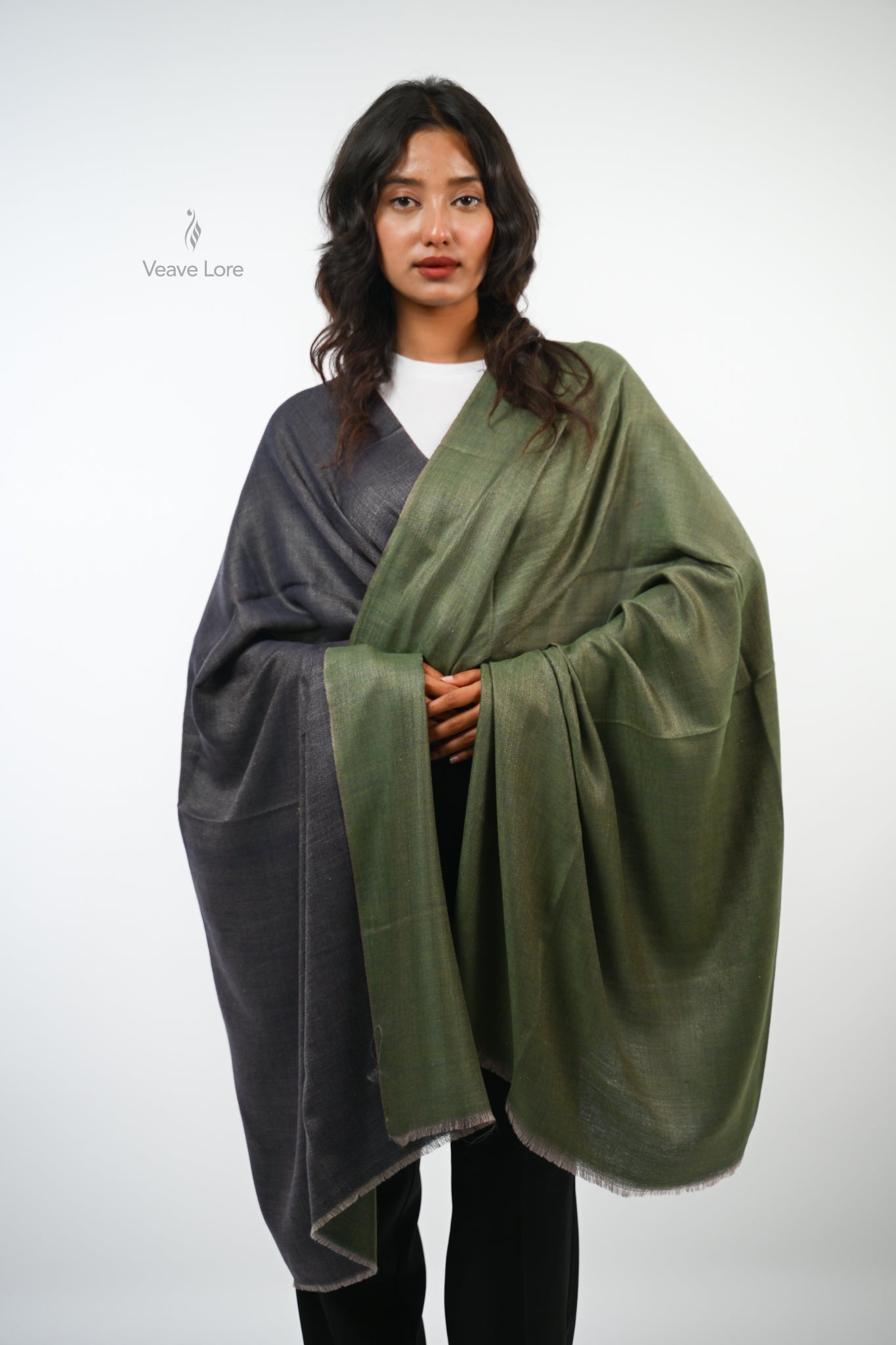 Sage Reversible Fine Wool Shawl