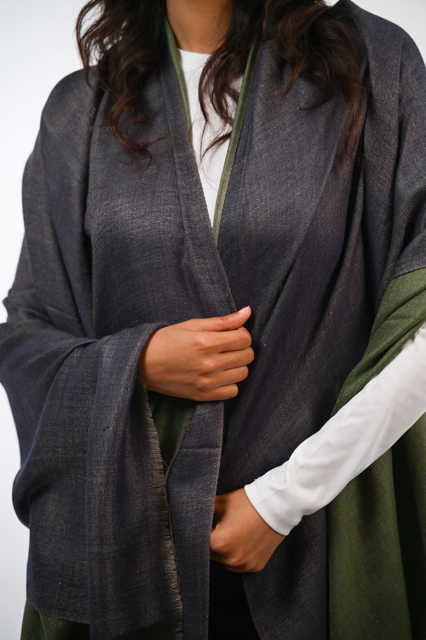 Sage Reversible Fine Wool Shawl