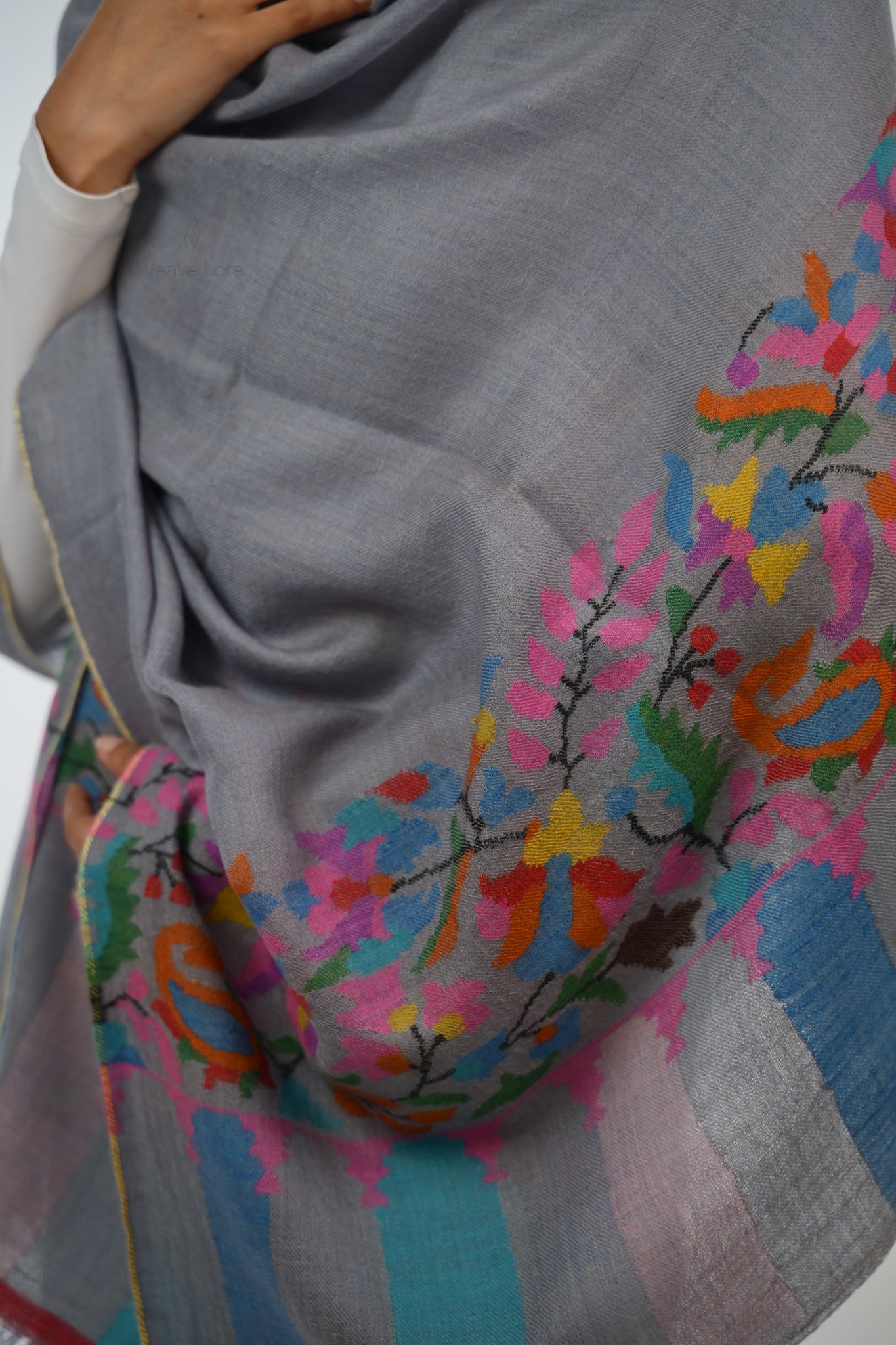 Faakhta Dove Grey Pashmina Shawl