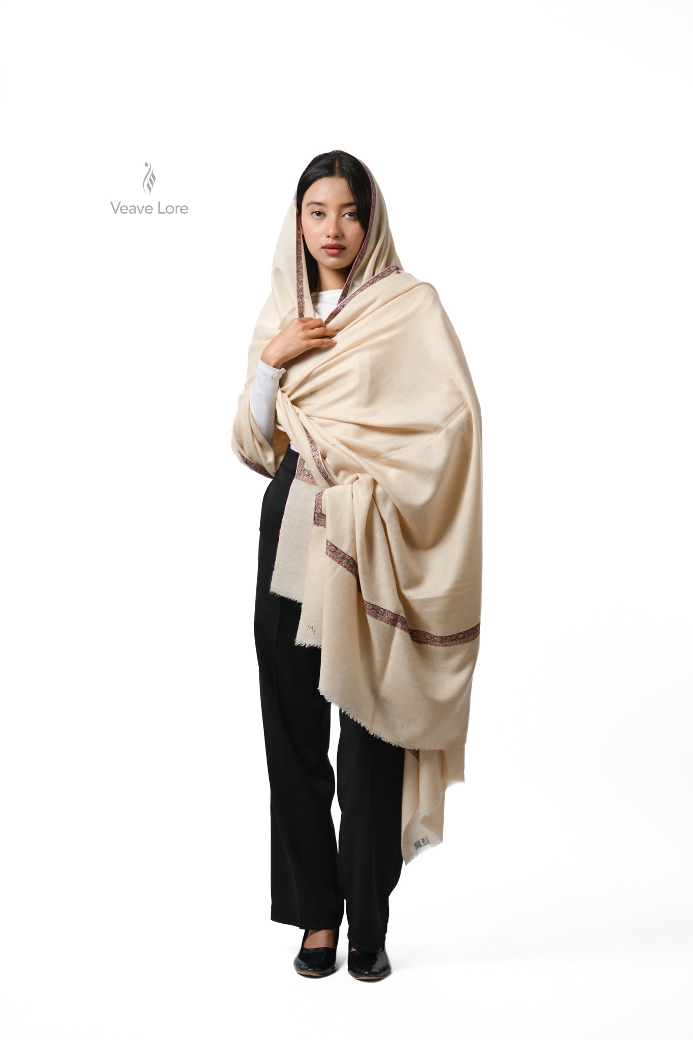 Sukoon Almond Oversized Pashmina Shawl