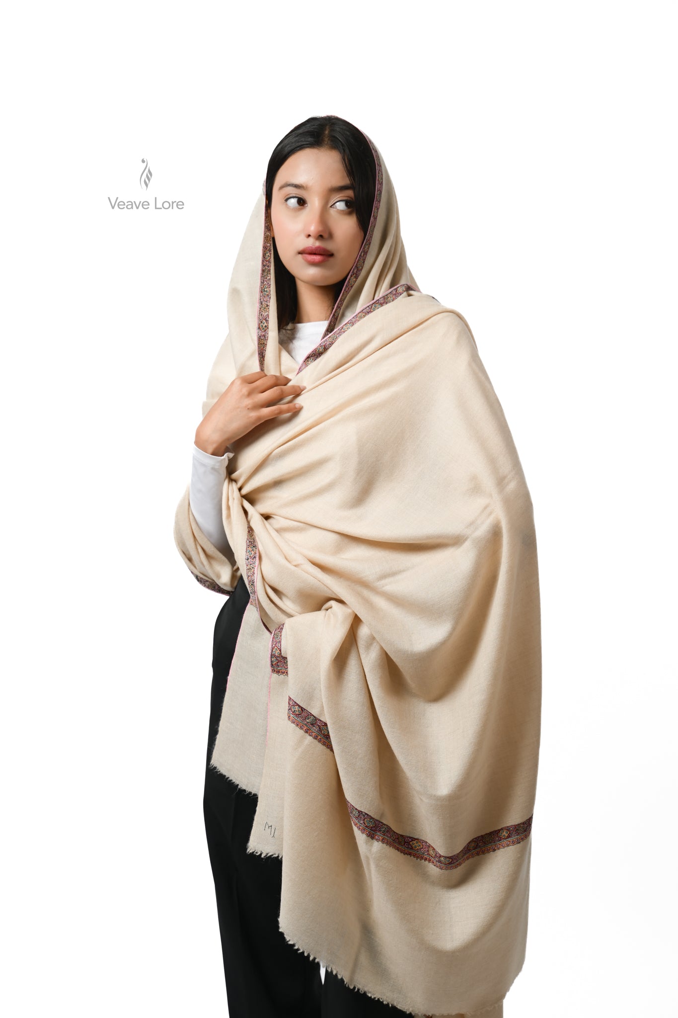 Sukoon Almond Oversized Pashmina Shawl