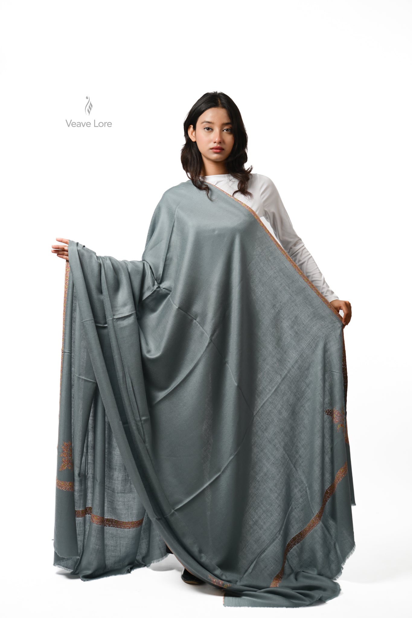 Saba Eucalyptus Oversized Pashmina Shawl