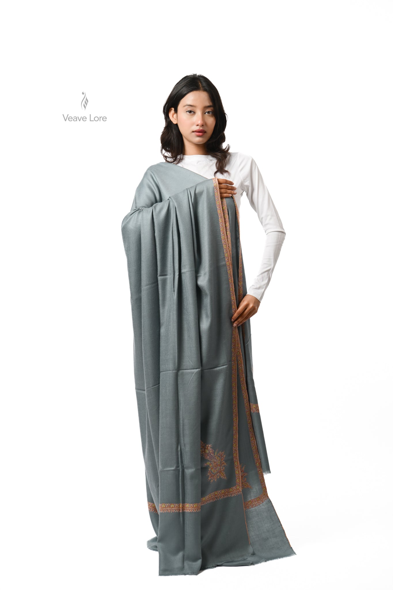 Saba Eucalyptus Oversized Pashmina Shawl