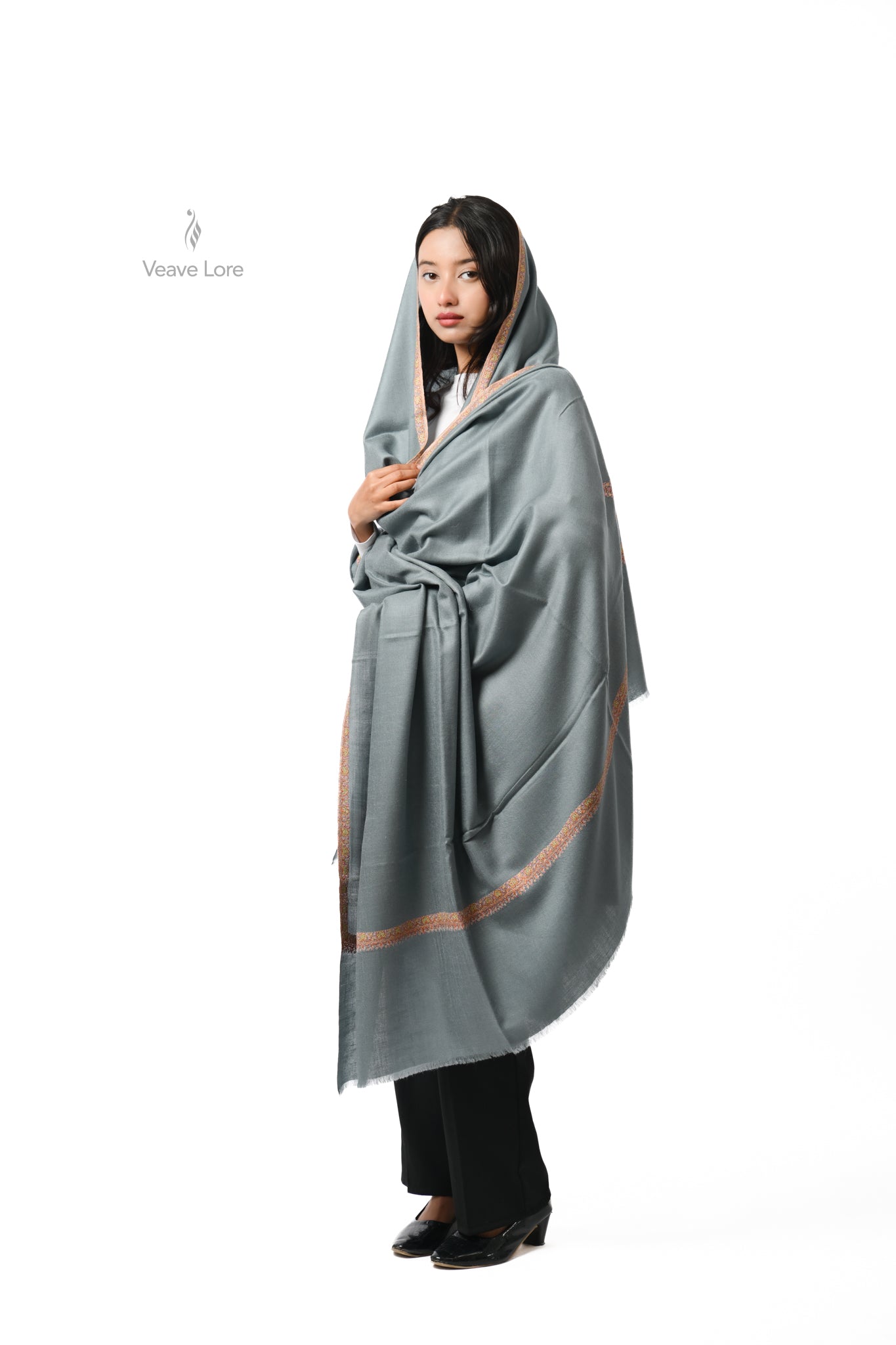 Saba Eucalyptus Oversized Pashmina Shawl