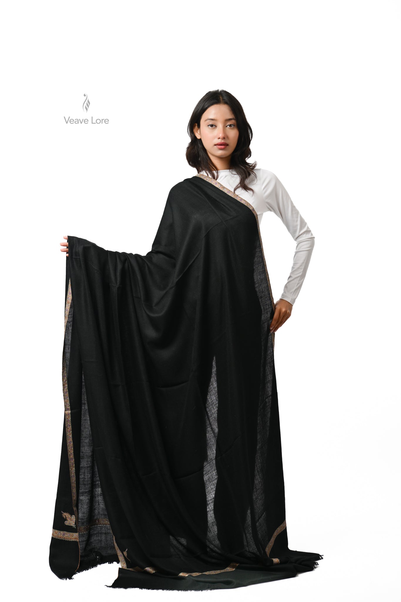Yalda Obsidian Oversized Pashmina Shawl