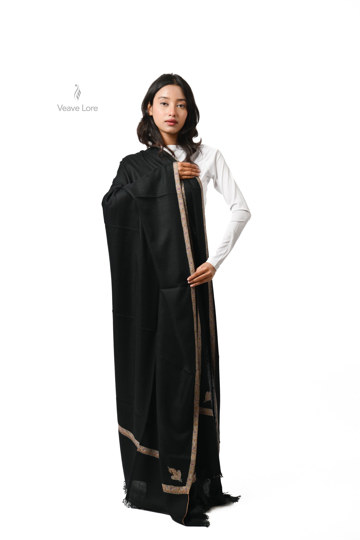 Yalda Obsidian Oversized Pashmina Shawl