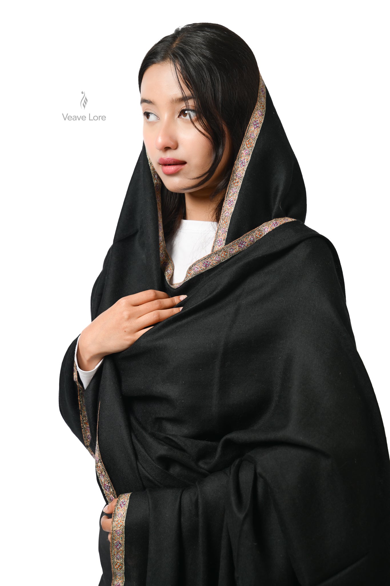 Yalda Obsidian Oversized Pashmina Shawl