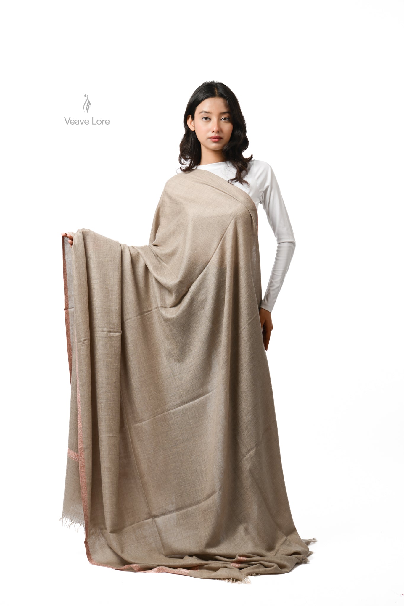 Latif Taupe Oversized Pashmina Shawl