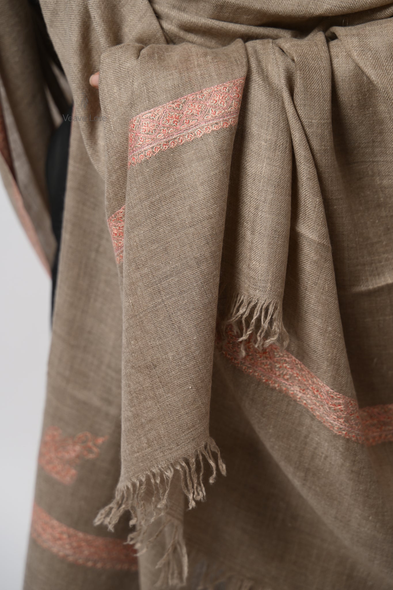 Latif Taupe Oversized Pashmina Shawl