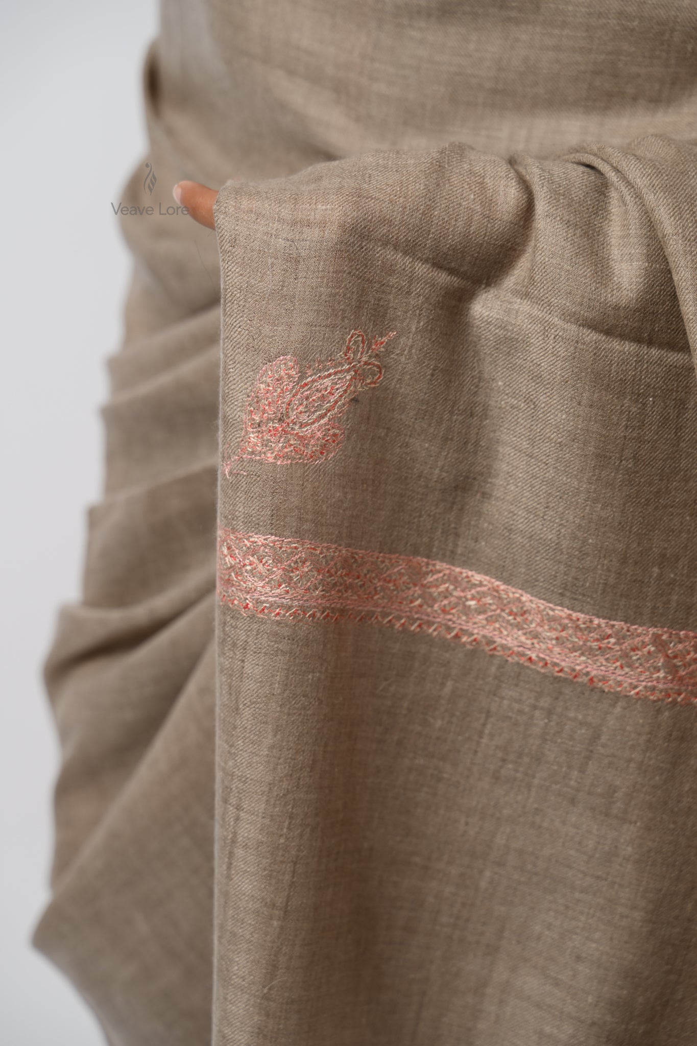 Latif Taupe Oversized Pashmina Shawl