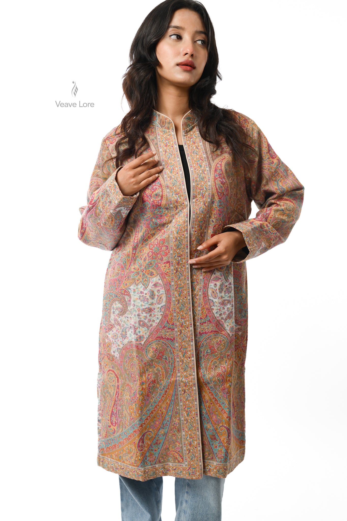 Saffron Kani Jamawar Coat