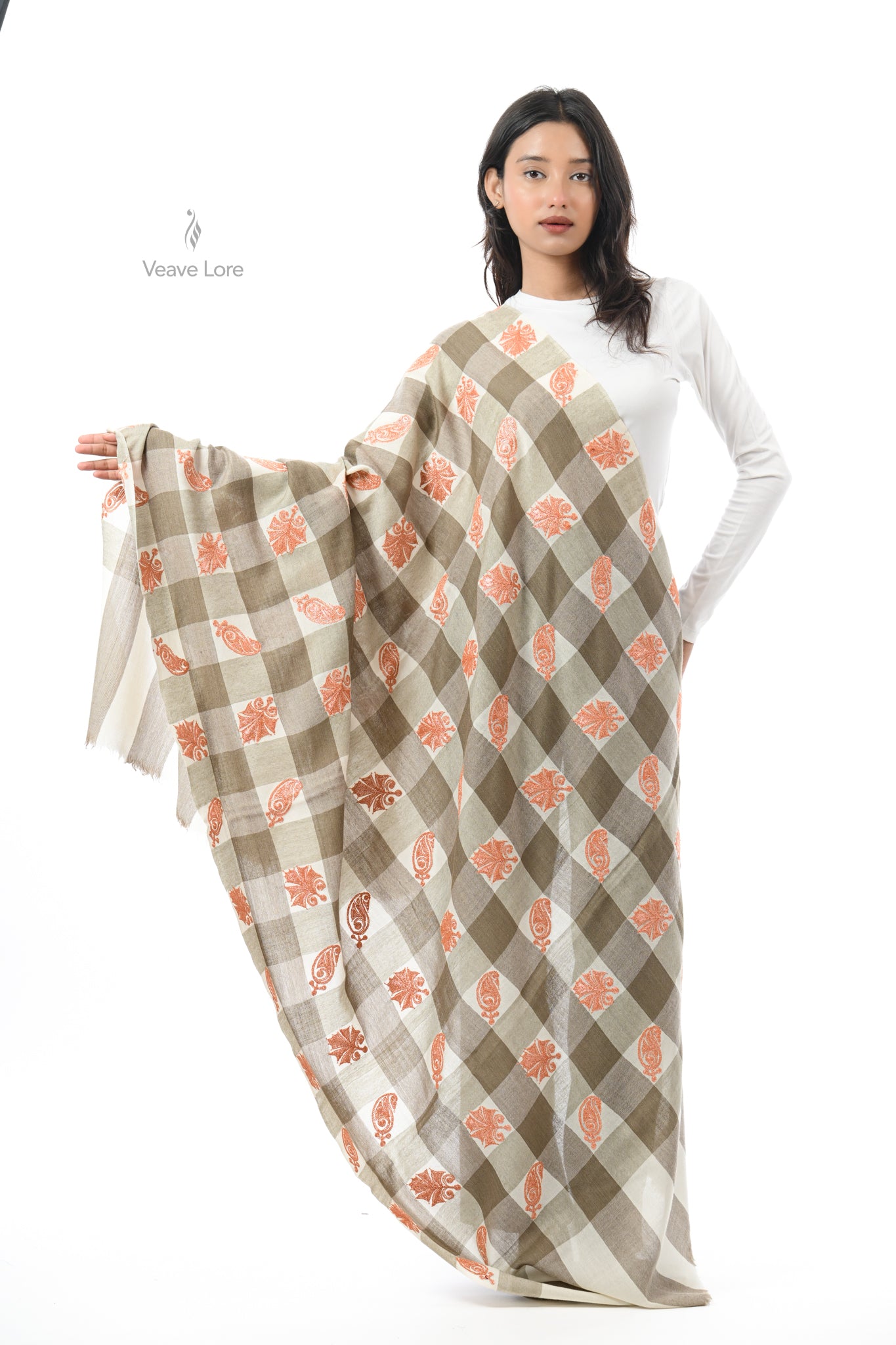 Harvest Check Woollen Shawl