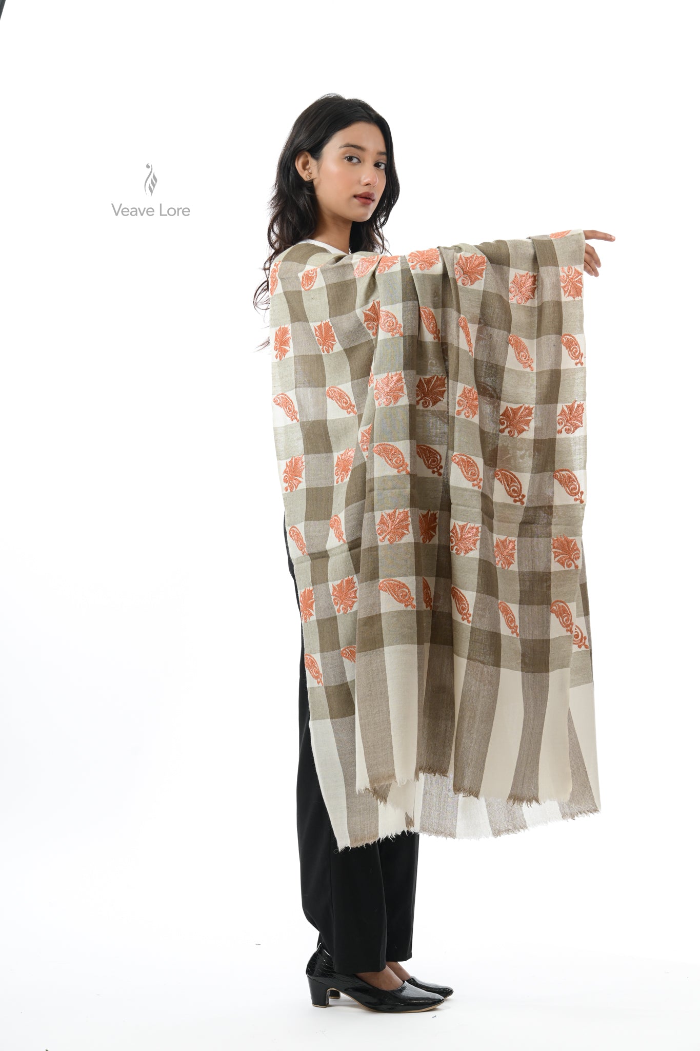 Harvest Check Woollen Shawl