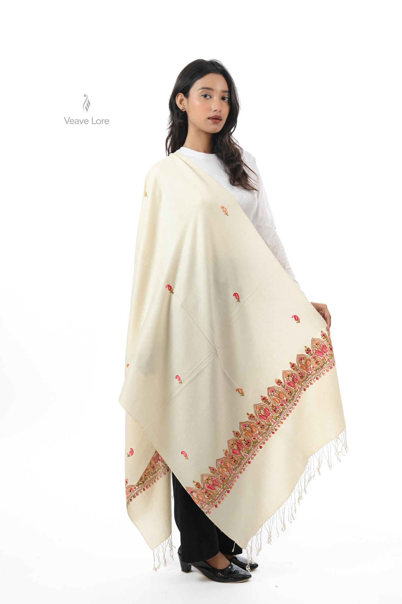 Silk Aari Fine Wool Stole